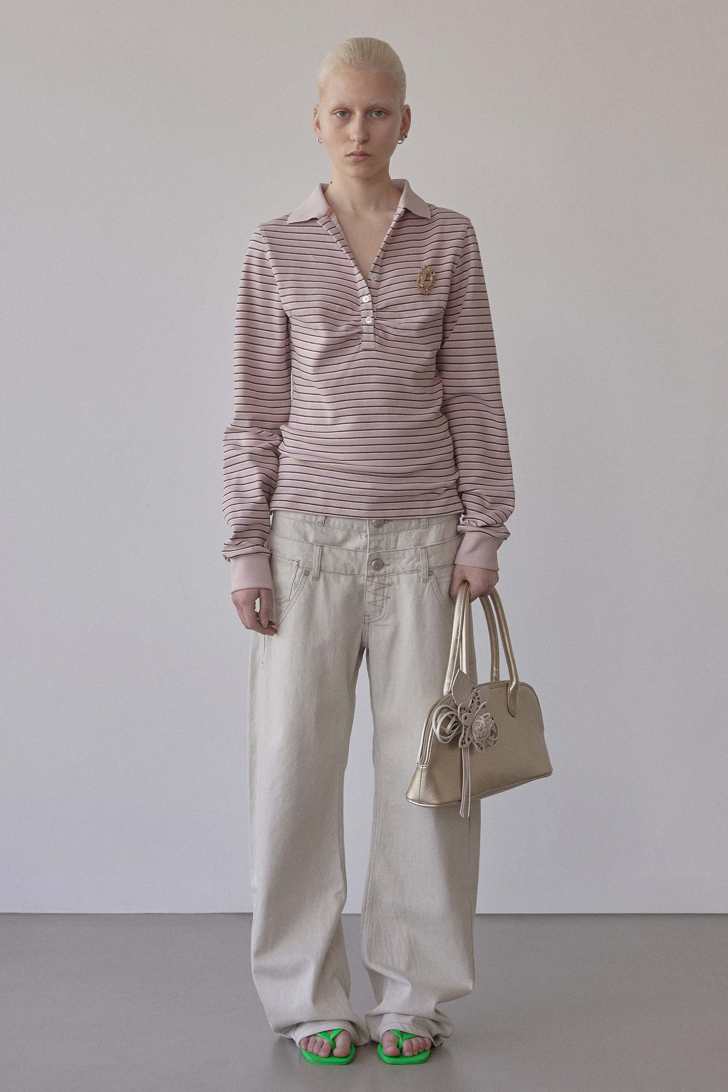 Shirring Tennis Shirt Pink