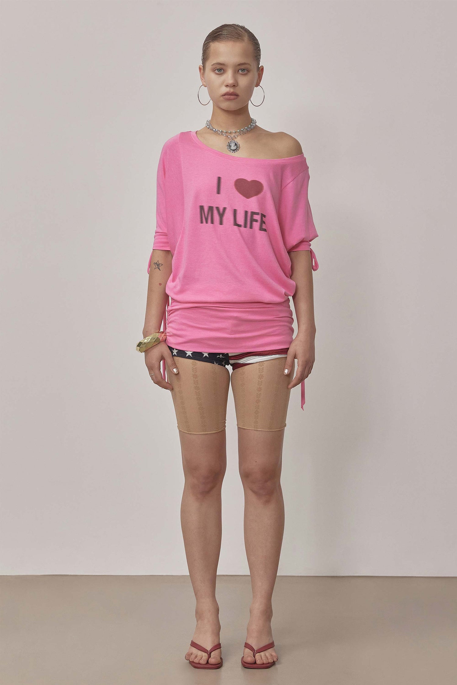 Tie Sleeve Tee Coral