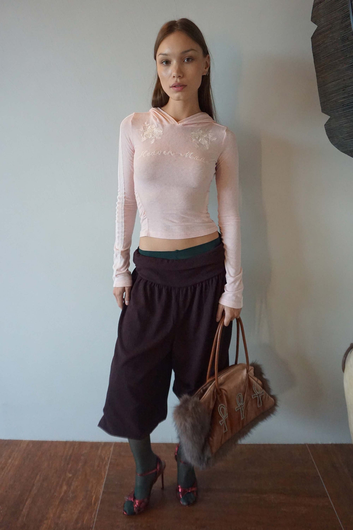 Rose Angora Hoodie Tee Peach Fuzz