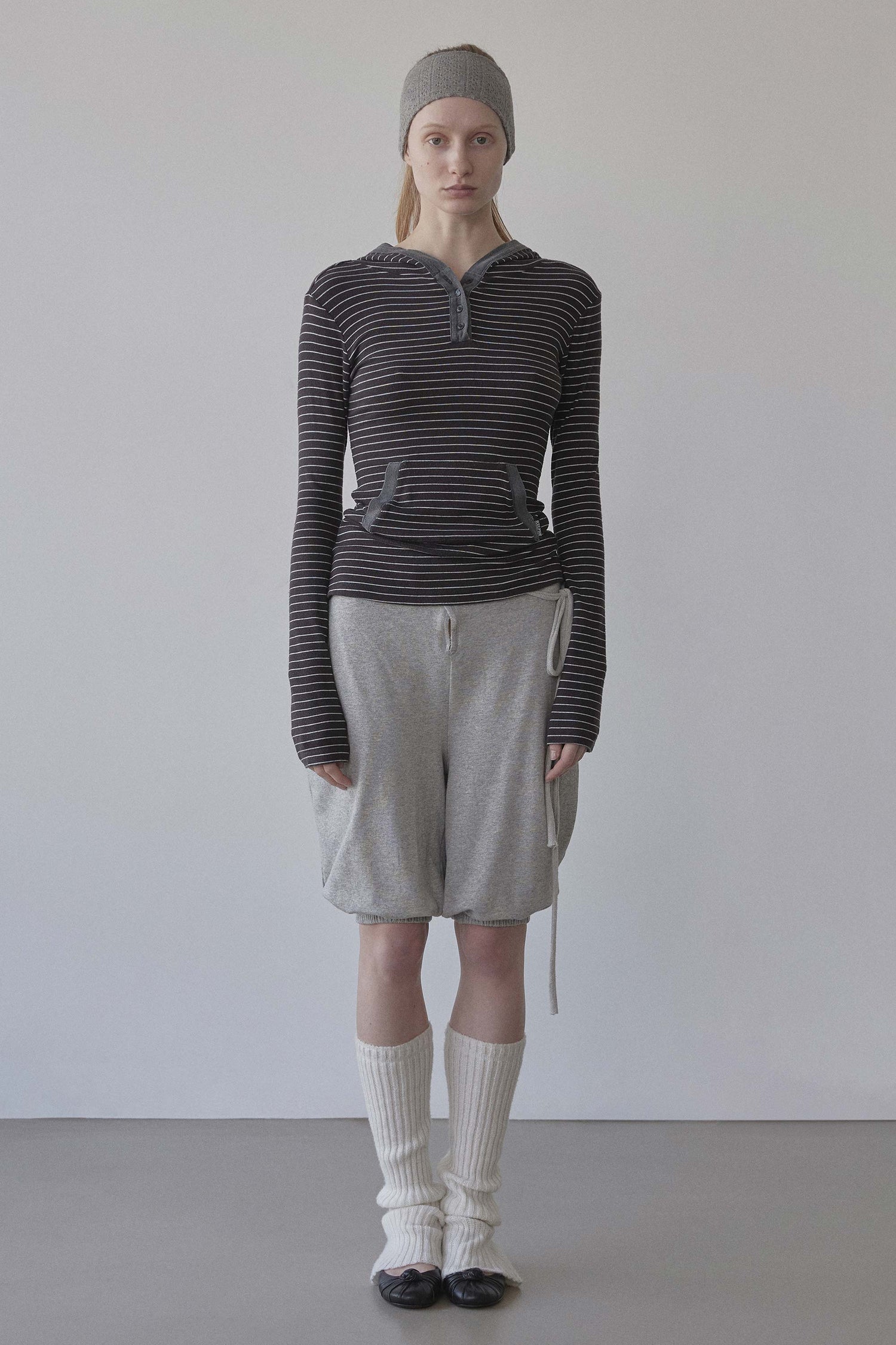 Stripe Hoodie Tee Charcoal