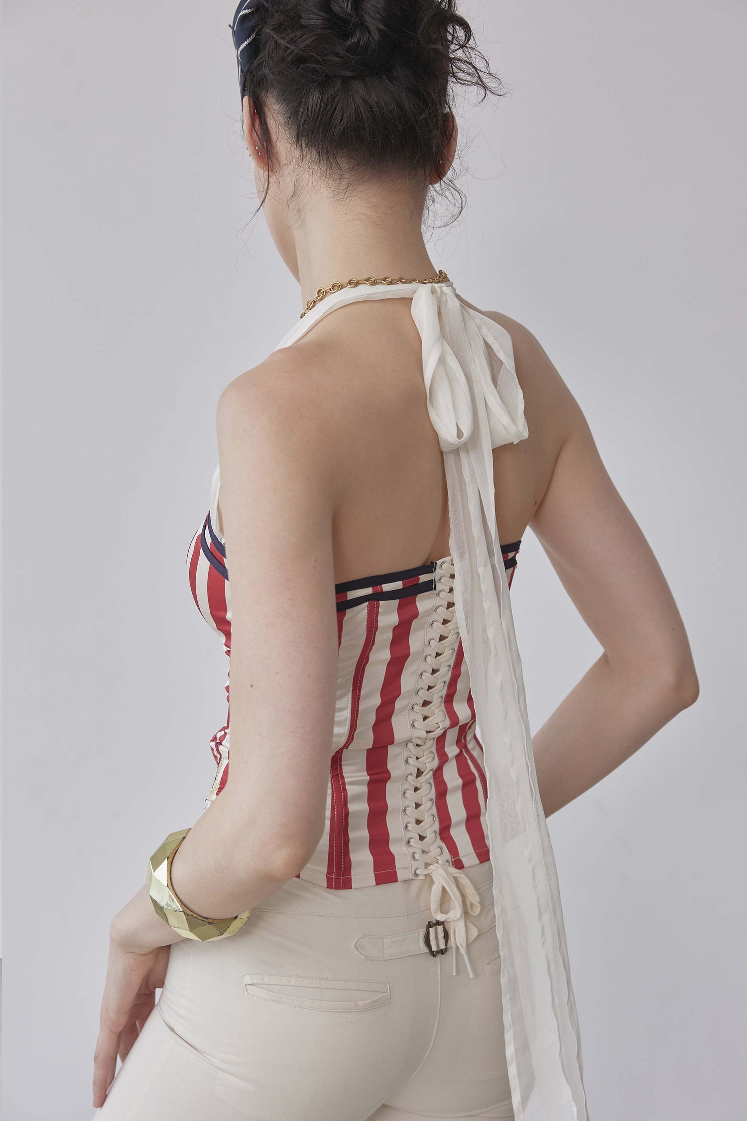 Marine Halter Corset Red Stripe