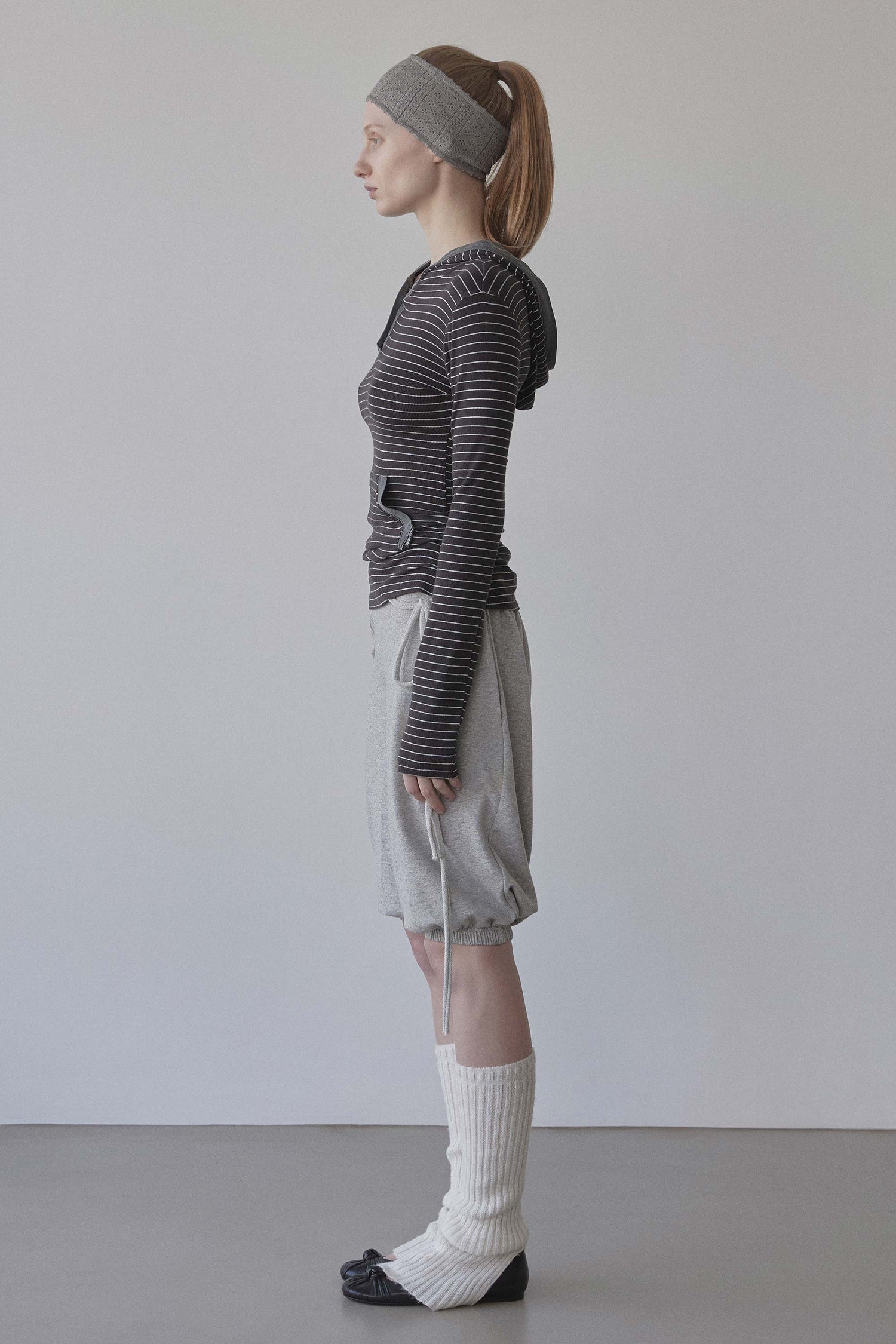 Stripe Hoodie Tee Charcoal