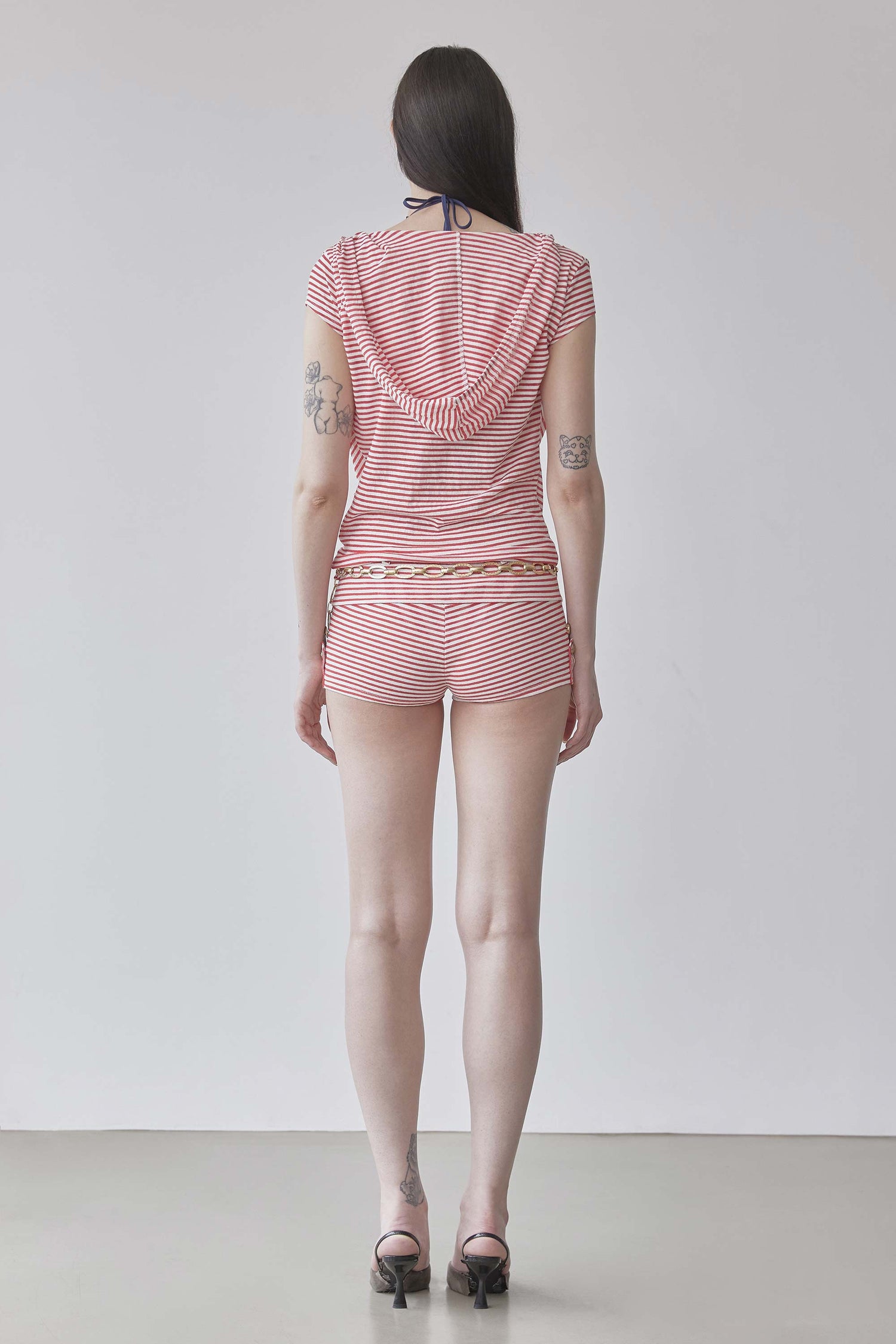 Marine Draped Romper Red