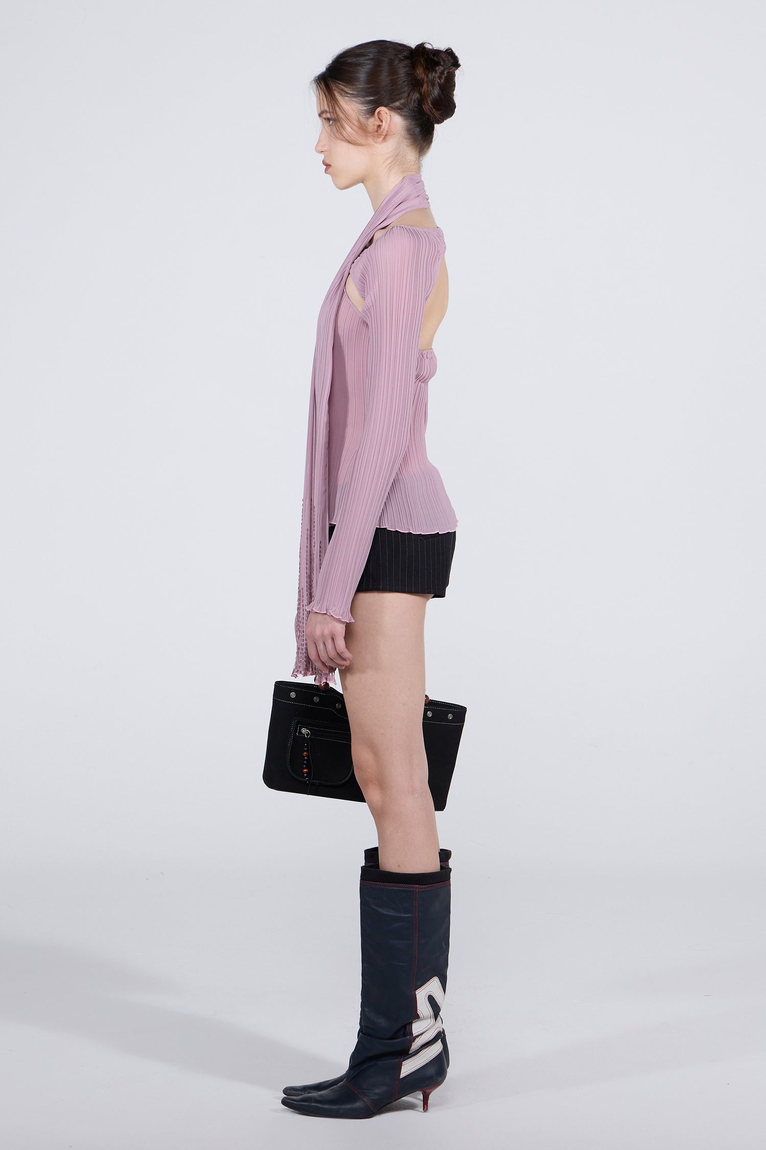 Beaded Scarf Set-Up Top Mauve