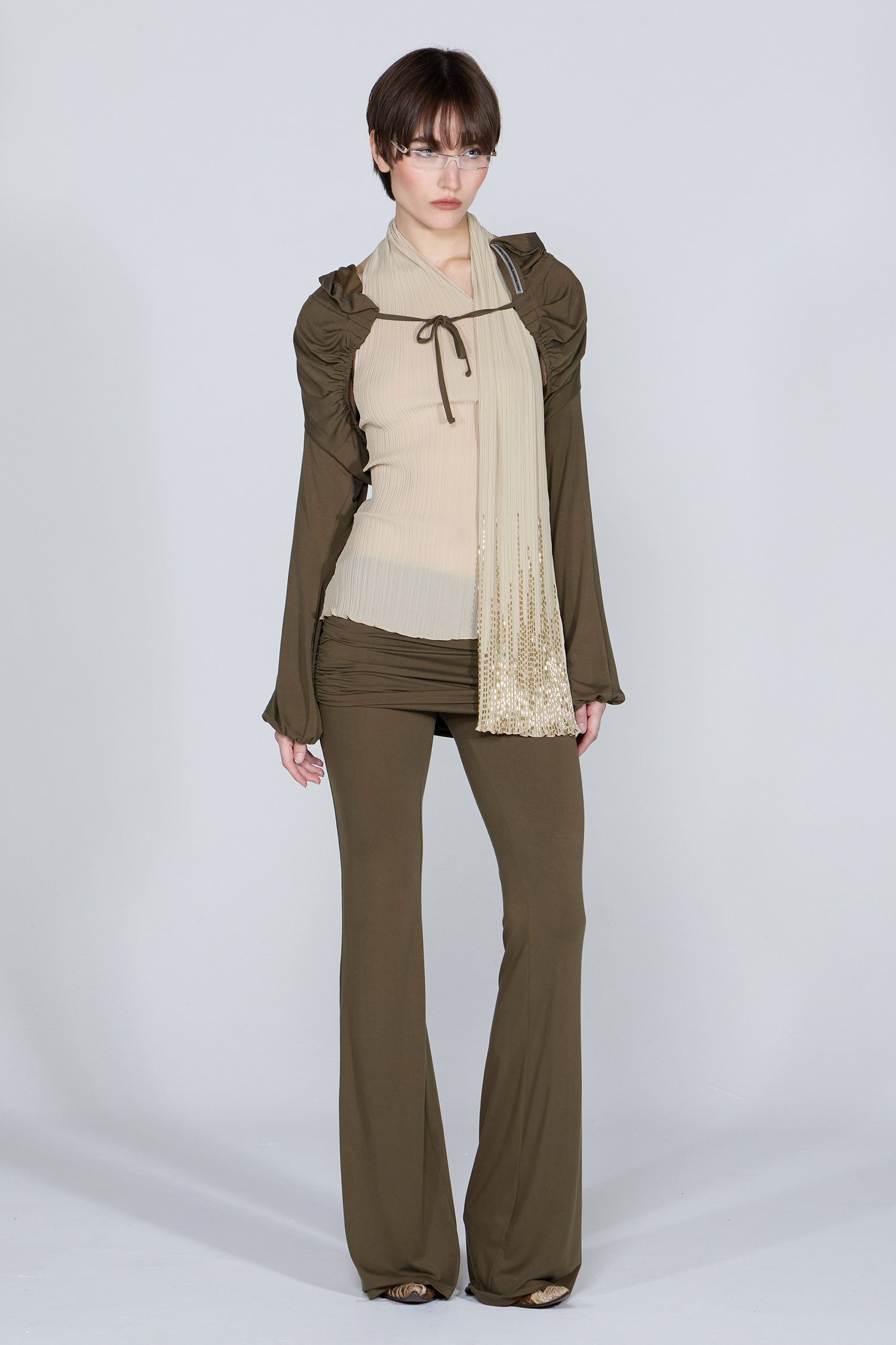 Jersey Priest Hoodie Bolero Khaki