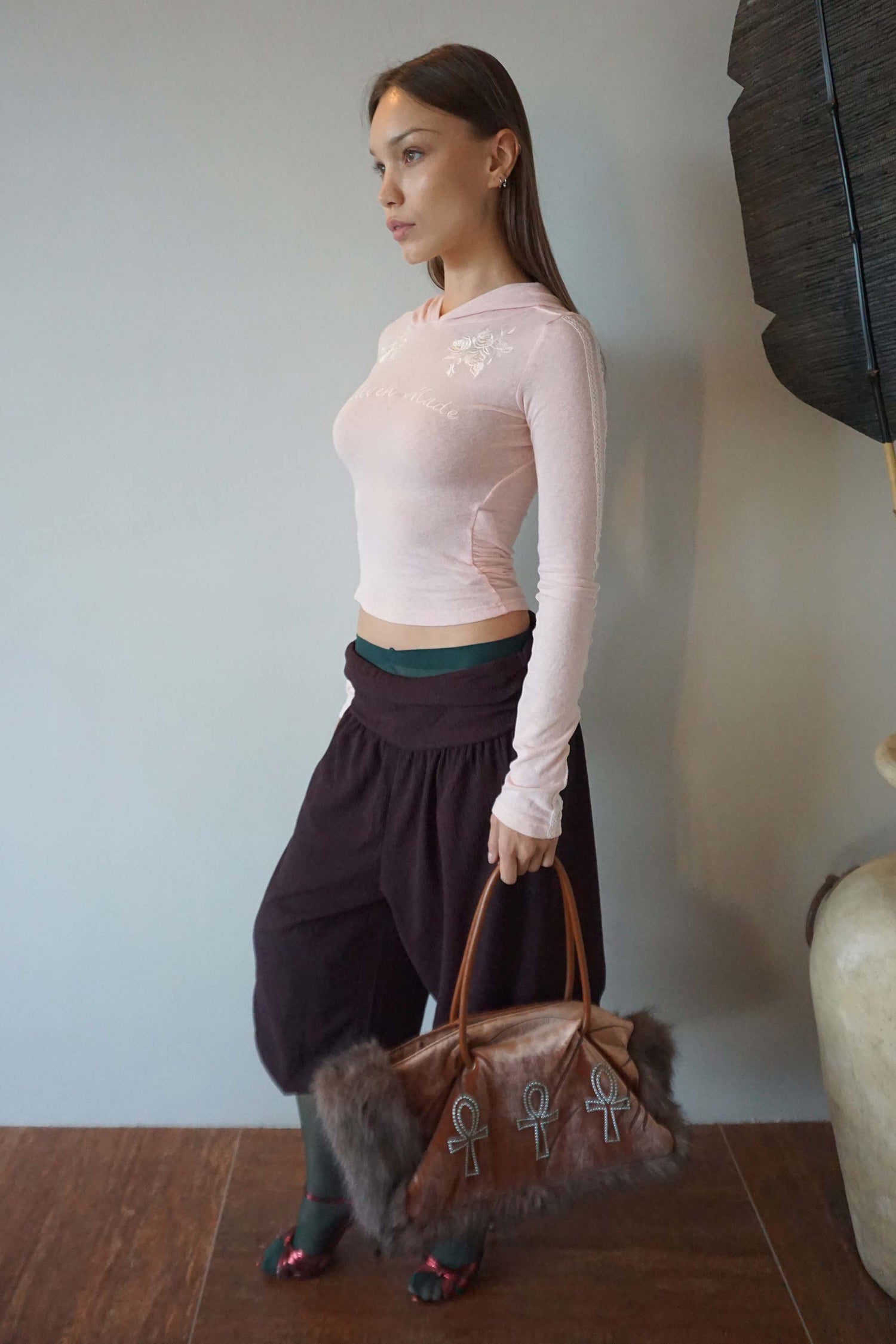 Rose Angora Hoodie Tee Peach Fuzz