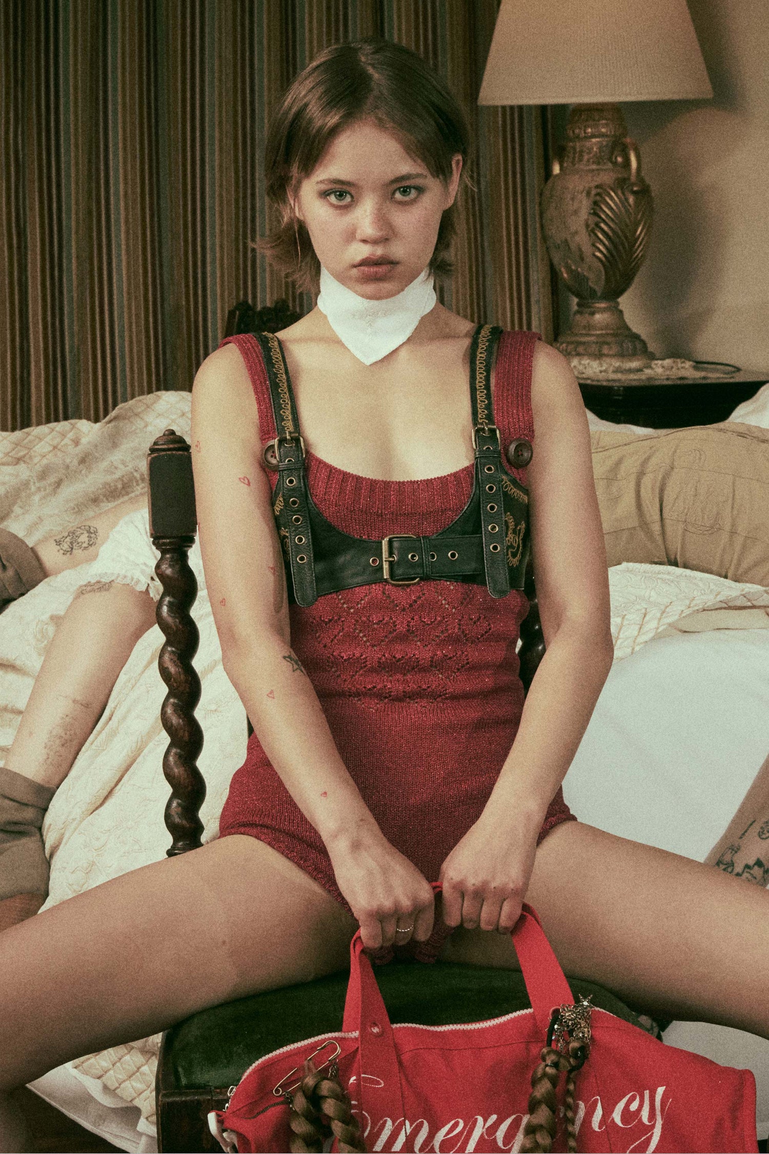 Overalls Knitted Bodysuit Red