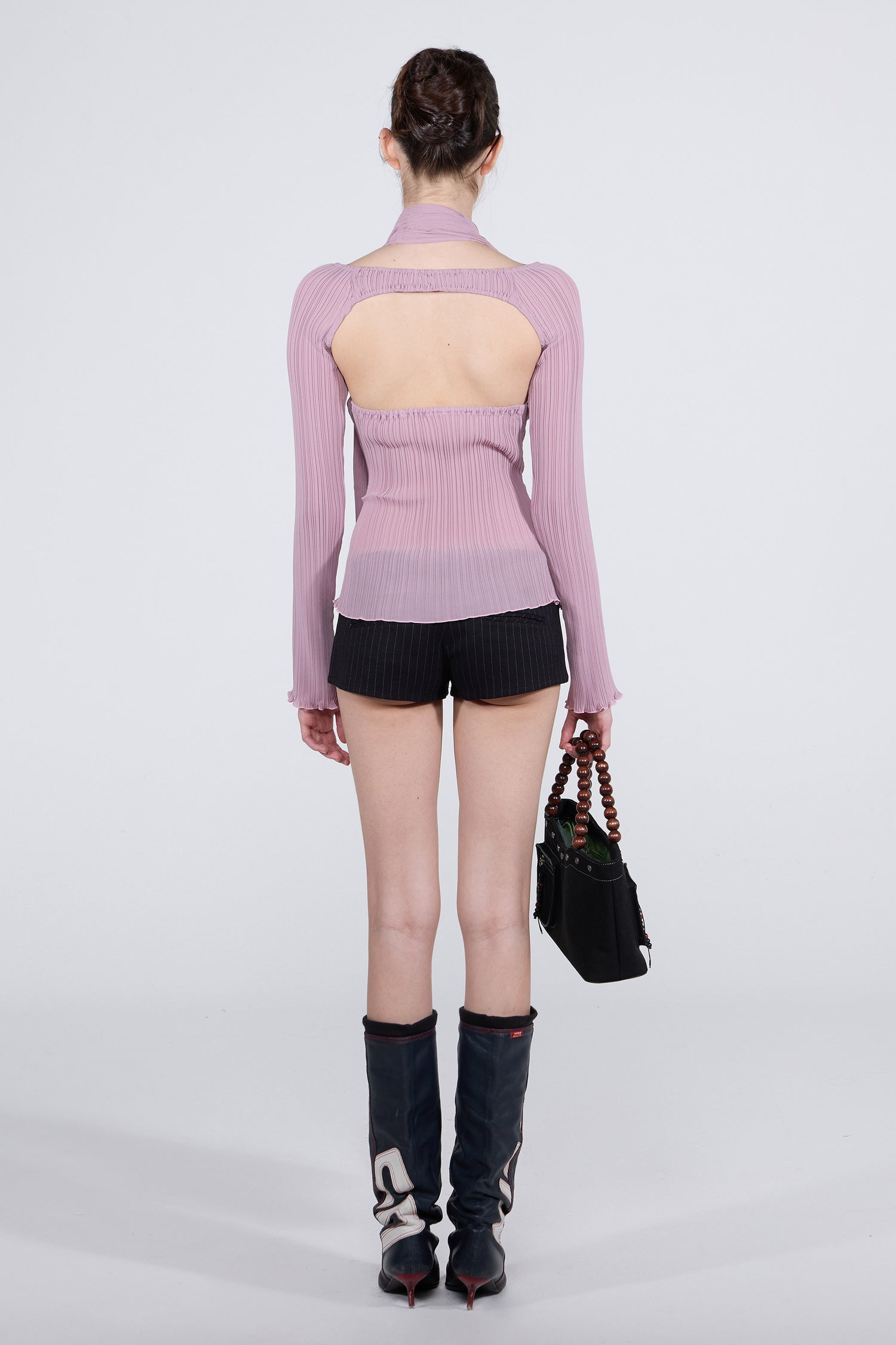 Beaded Scarf Set-Up Top Mauve