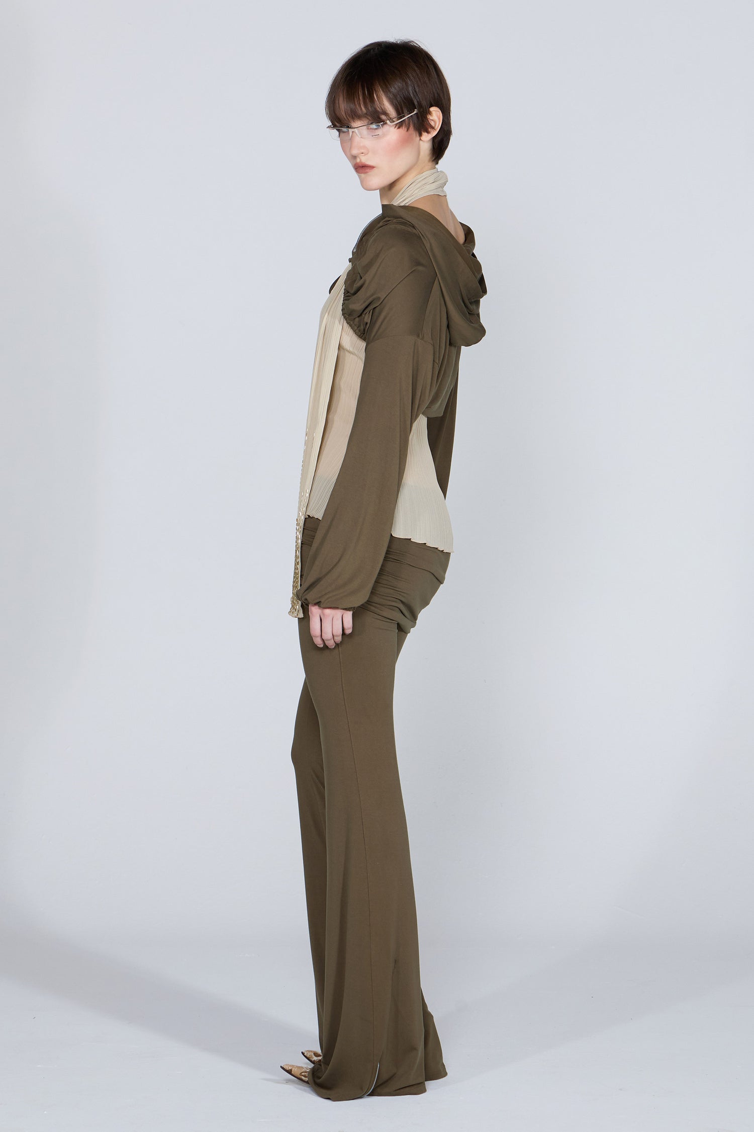 Jersey Priest Hoodie Bolero Khaki