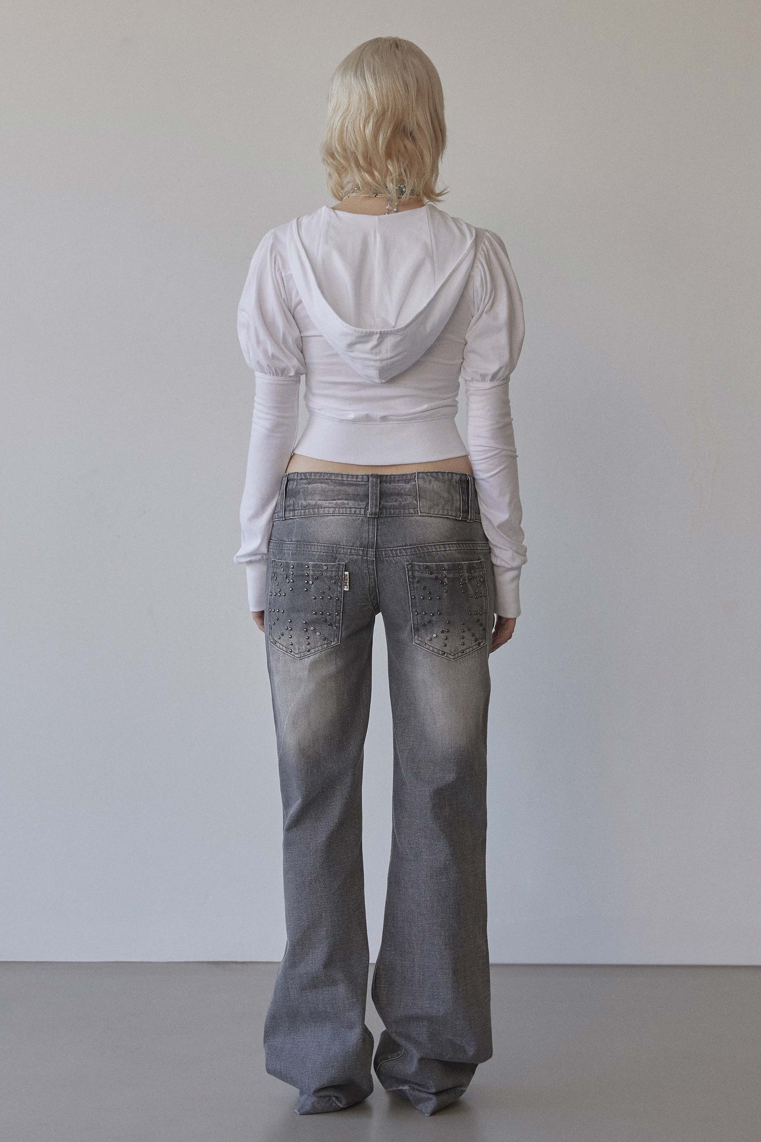 Solid Zip-Up Hoodie White