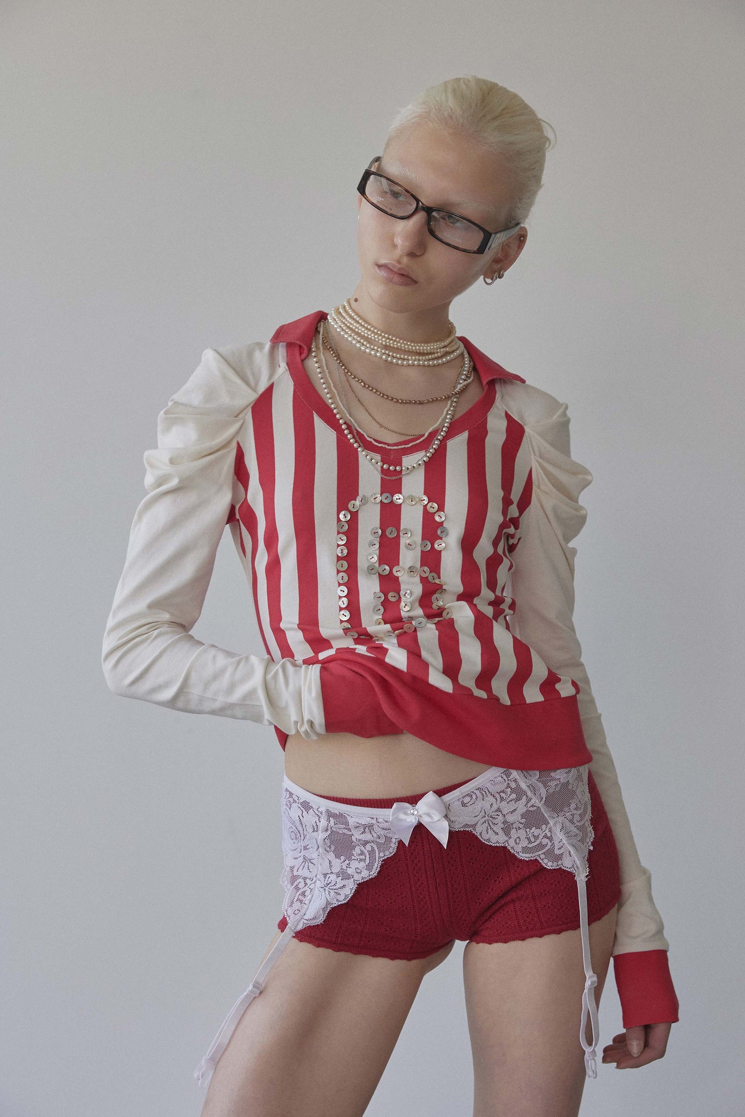 Good Girl Collar Tee Red Stripe