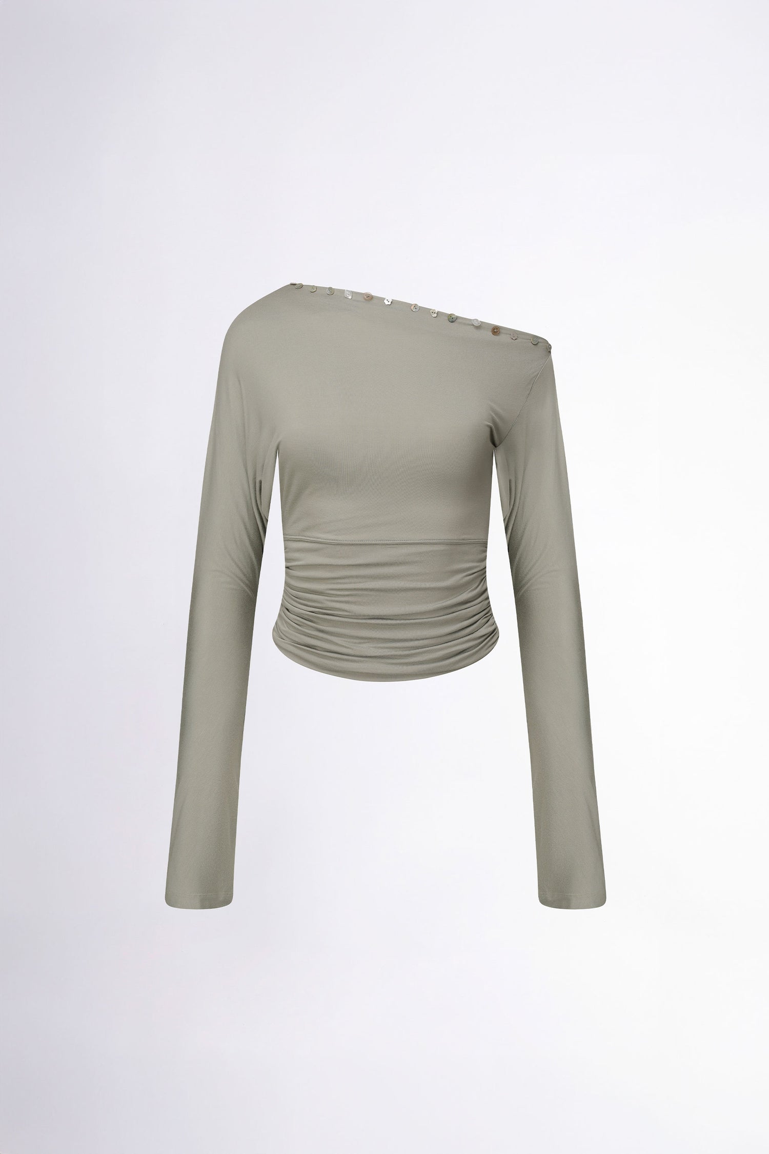 Shell Button Sleeve Top Sage