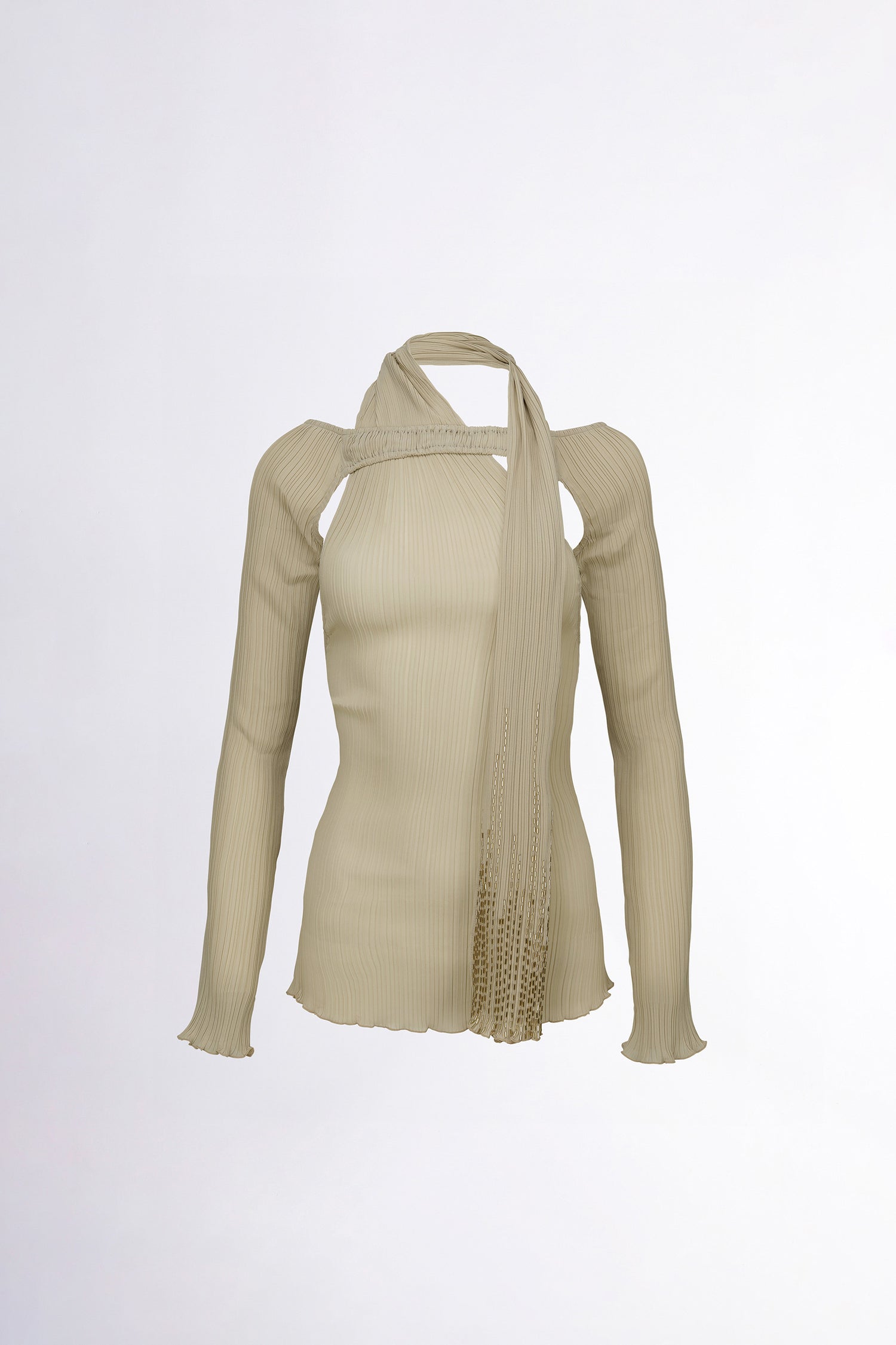 Beaded Scarf Set-Up Top Milk Tea