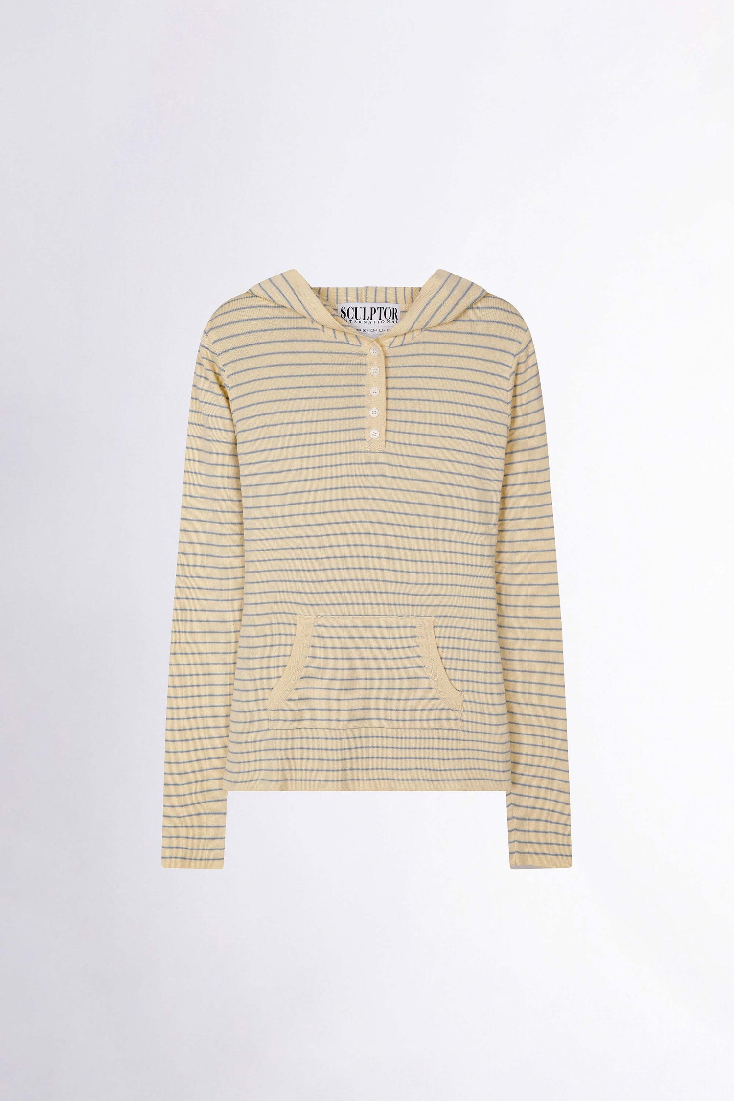 Knitted Stripe Hoodie Butter/Baby Blue