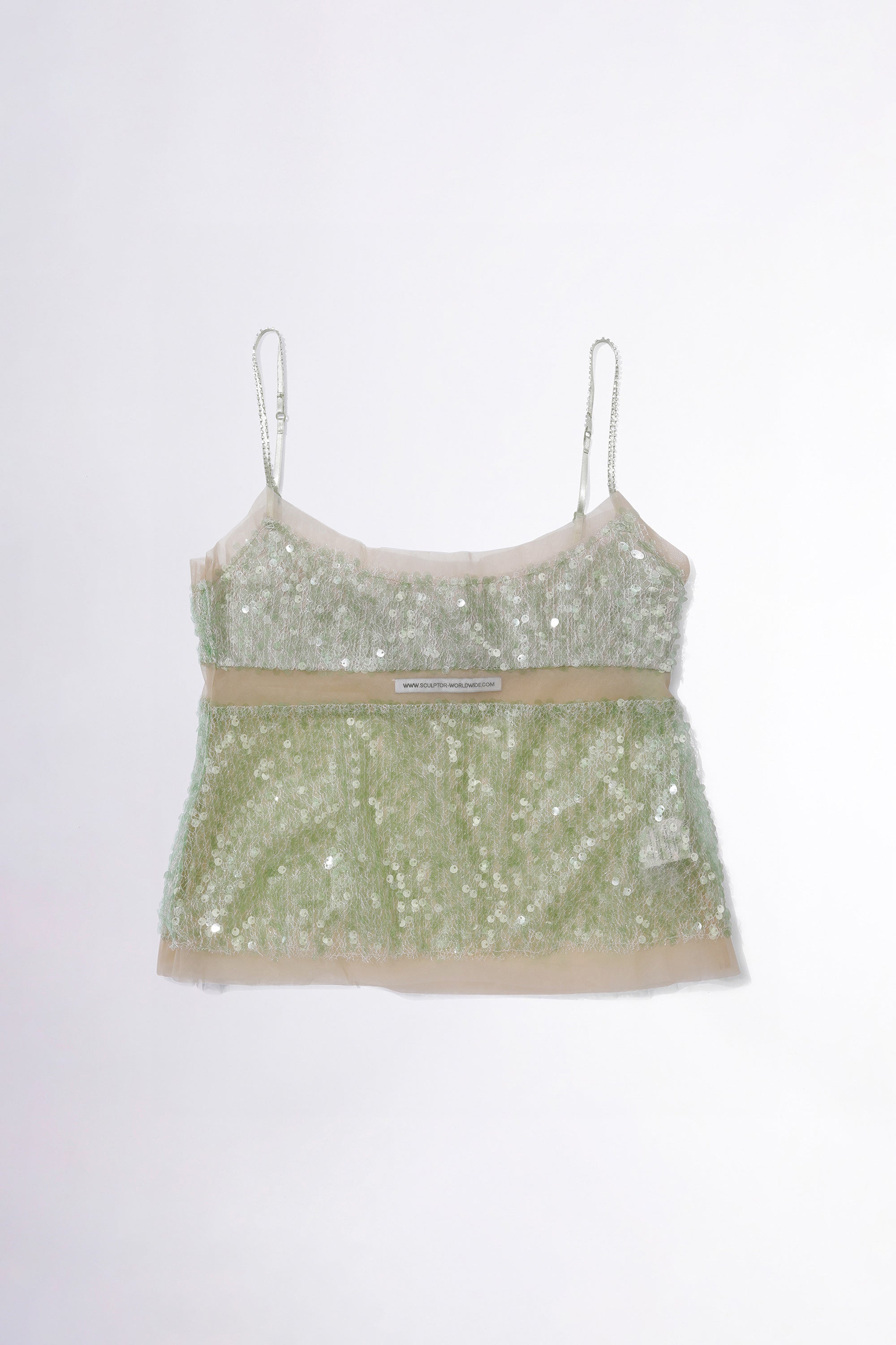 ★SCULPTOR★ Sequin Layered Camisole Green SC24A209GR Sequin Layered Camisole Green – Sculptor