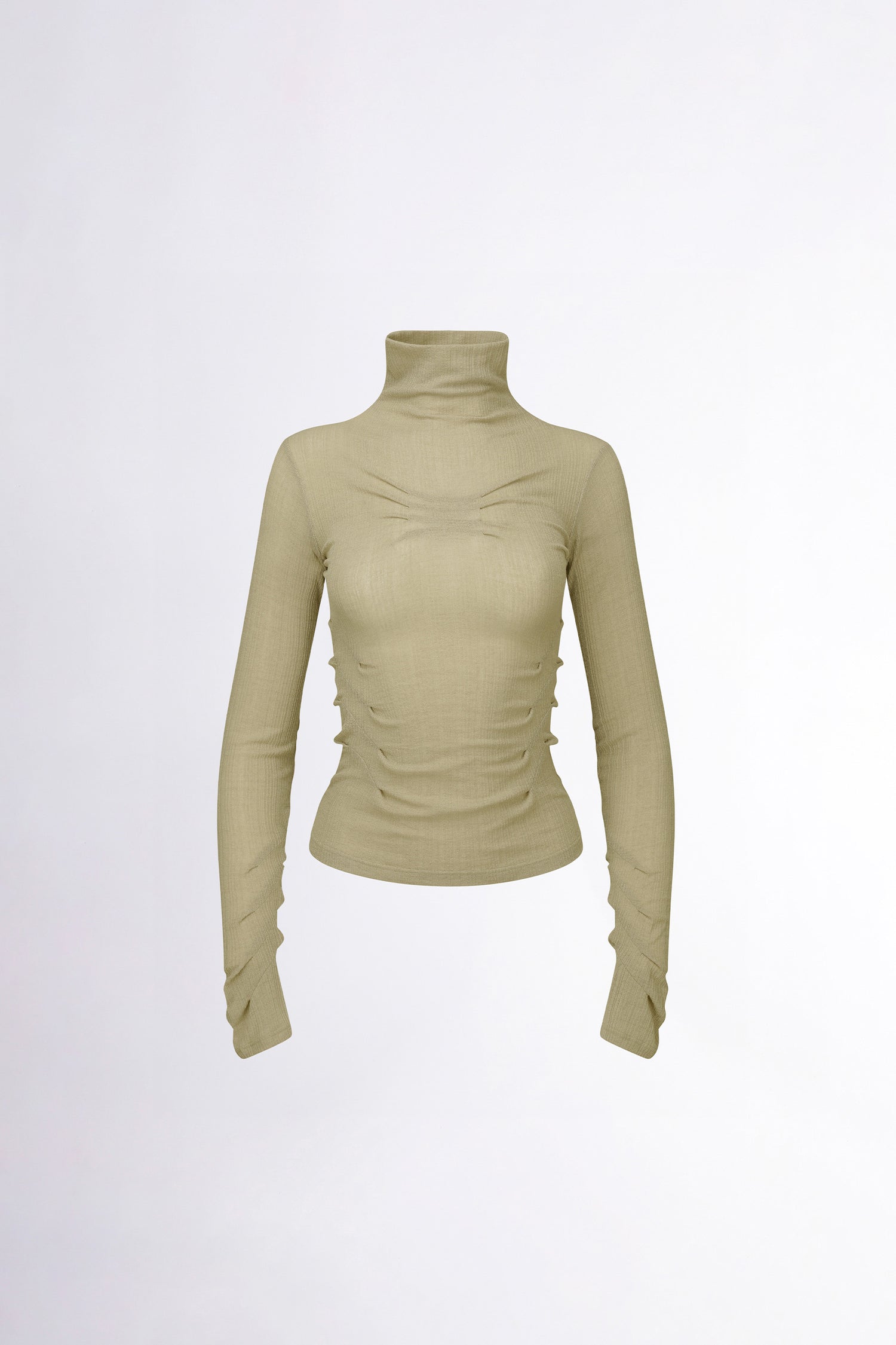 Origami Turtle Neck Tee Beige