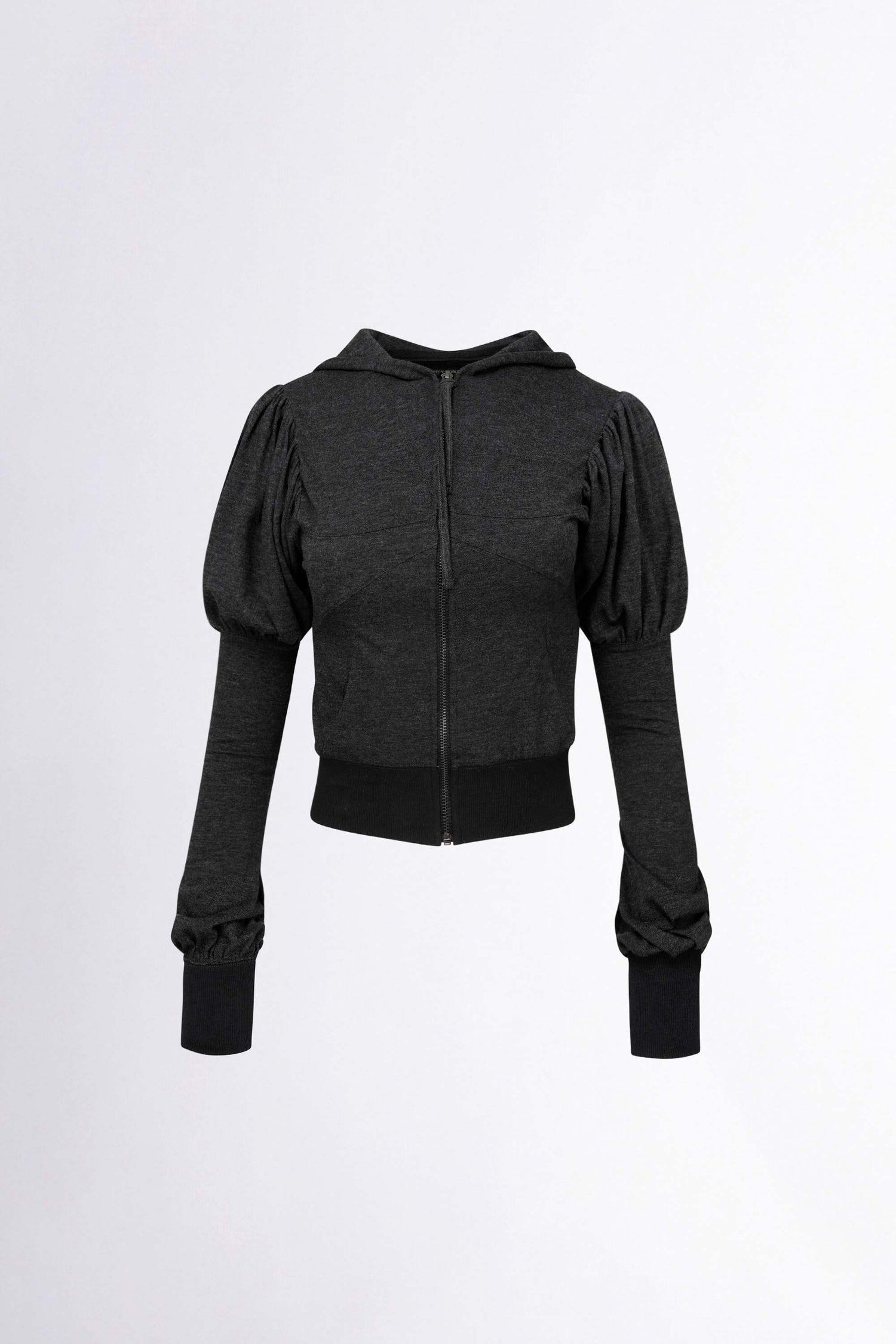 Solid Zip-Up Hoodie Charcoal