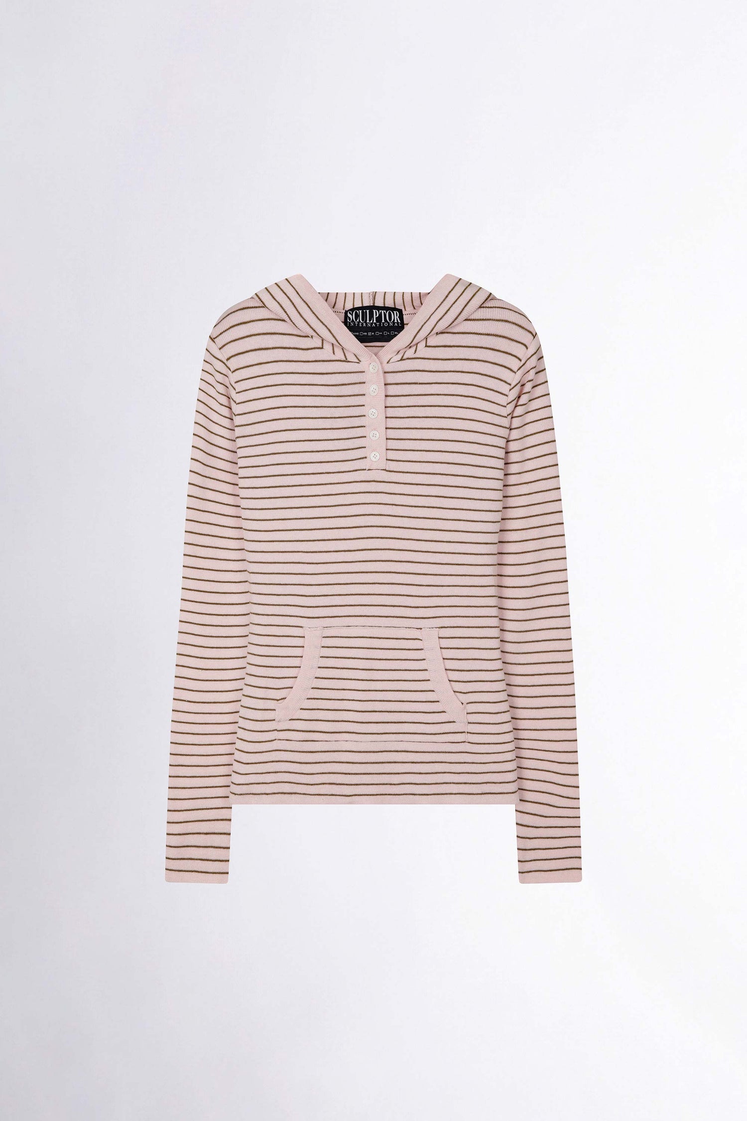 Knitted Stripe Hoodie Pink/Brown