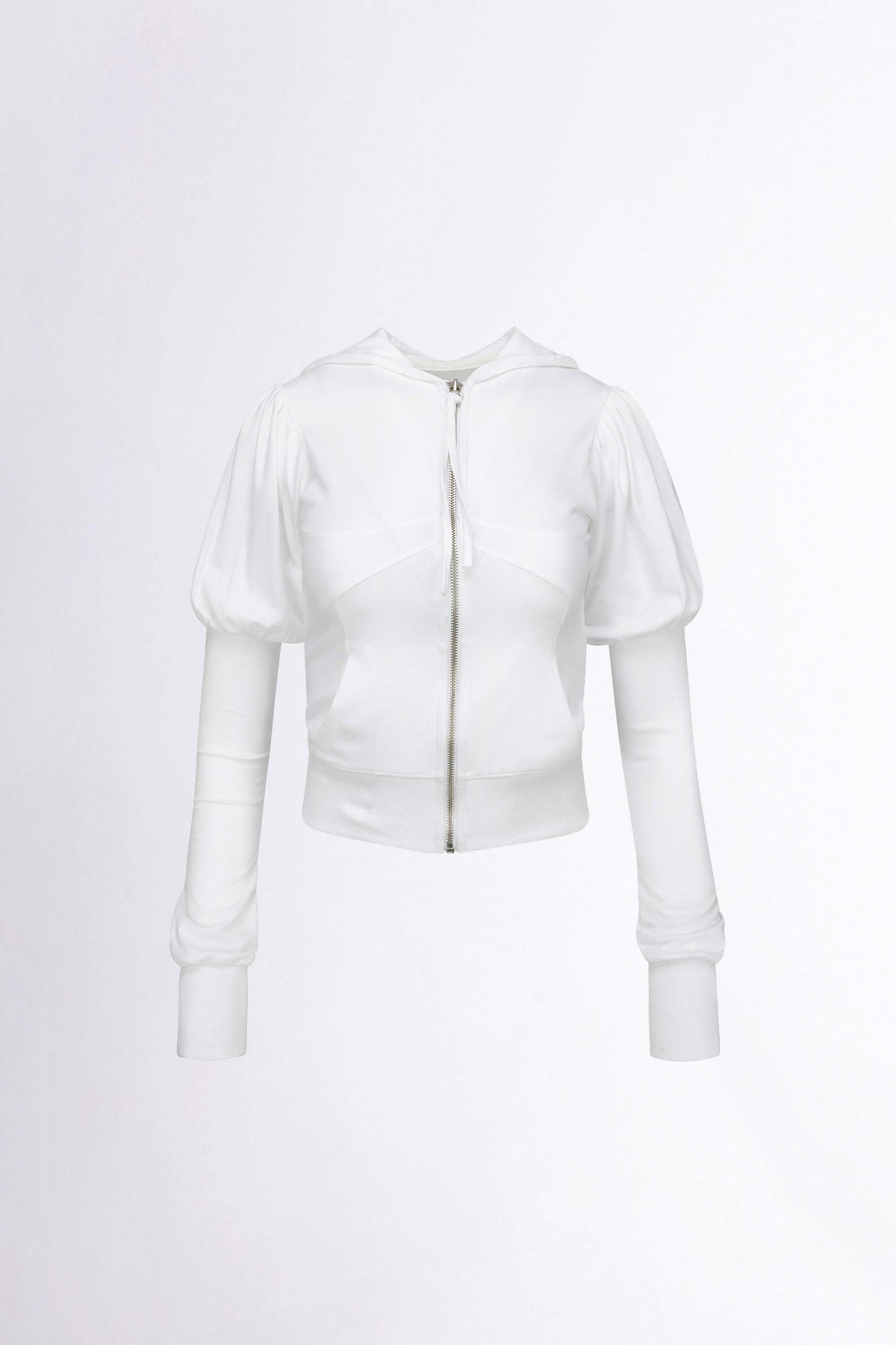 Solid Zip-Up Hoodie White