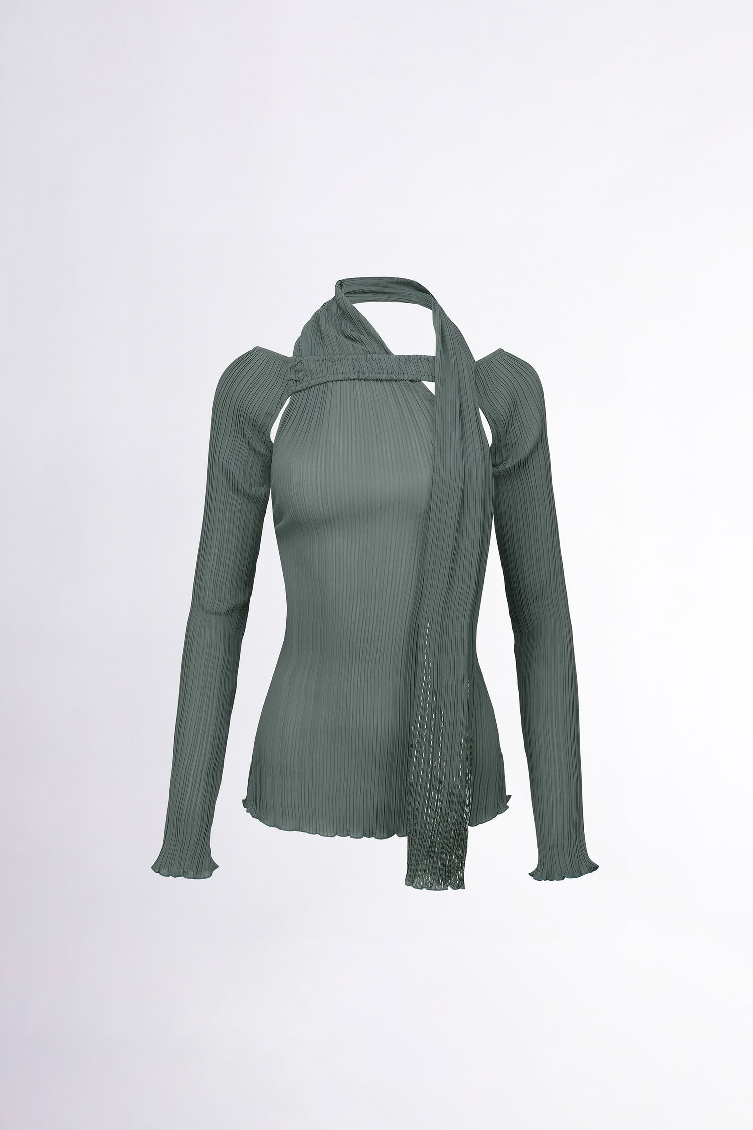 Beaded Scarf Set-Up Top Moss