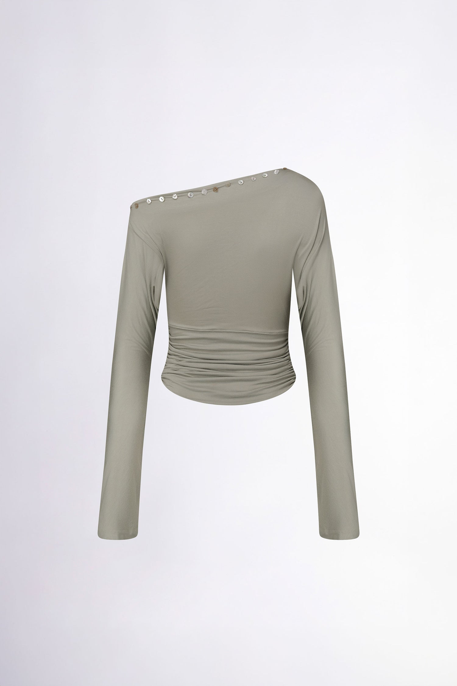 Shell Button Sleeve Top Sage