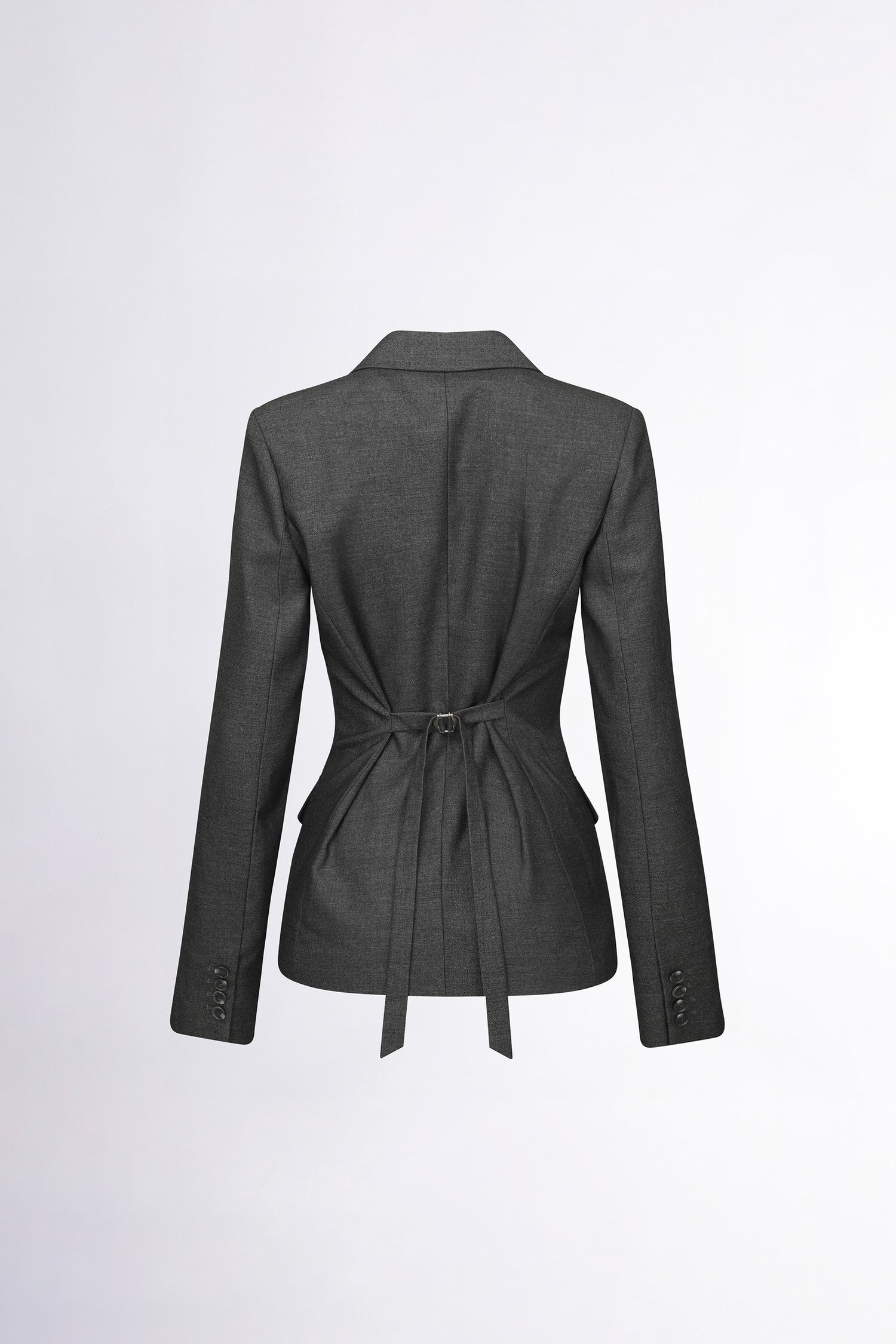 Tailored Belted Blazer Gray