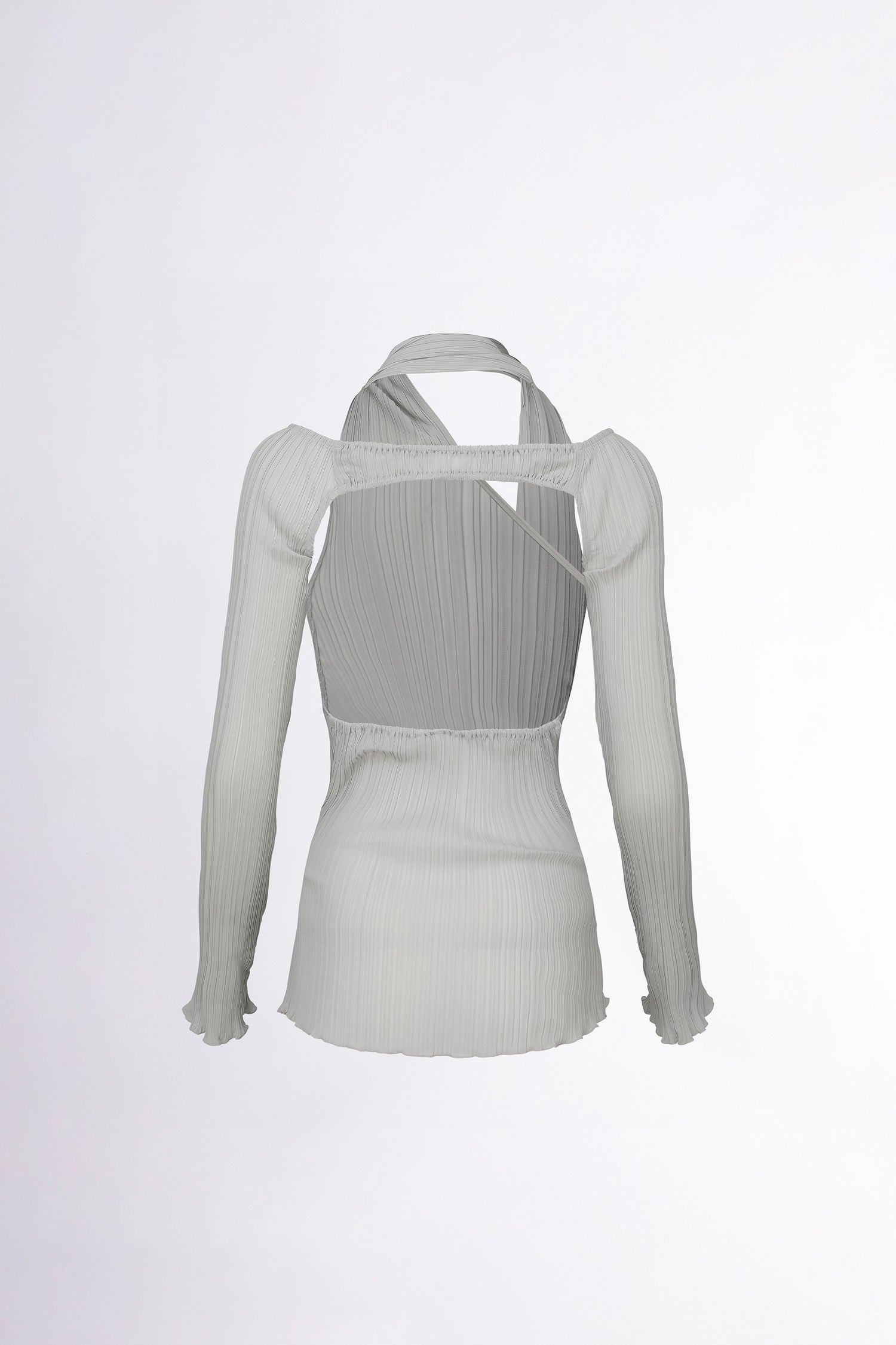 Beaded Scarf Set-Up Top Ice Gray