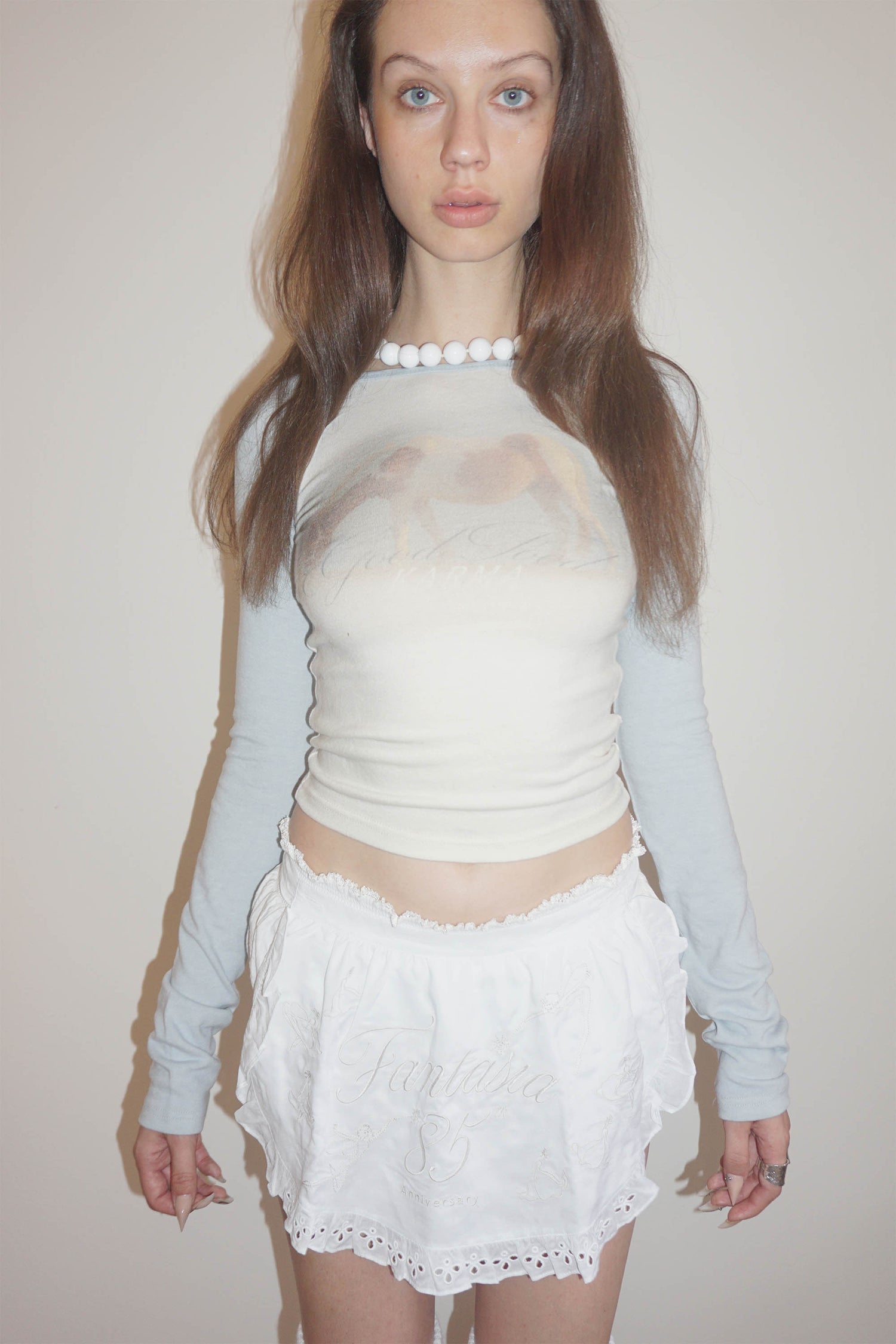 Good Karma Raglan Tee Cream/Baby Blue