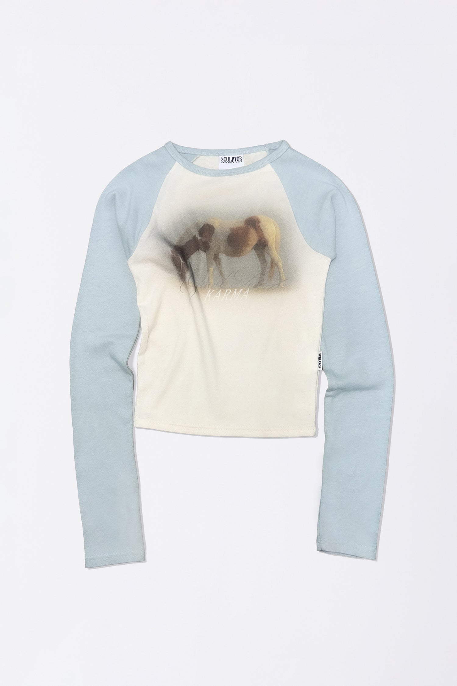 Good Karma Raglan Tee Cream/Baby Blue