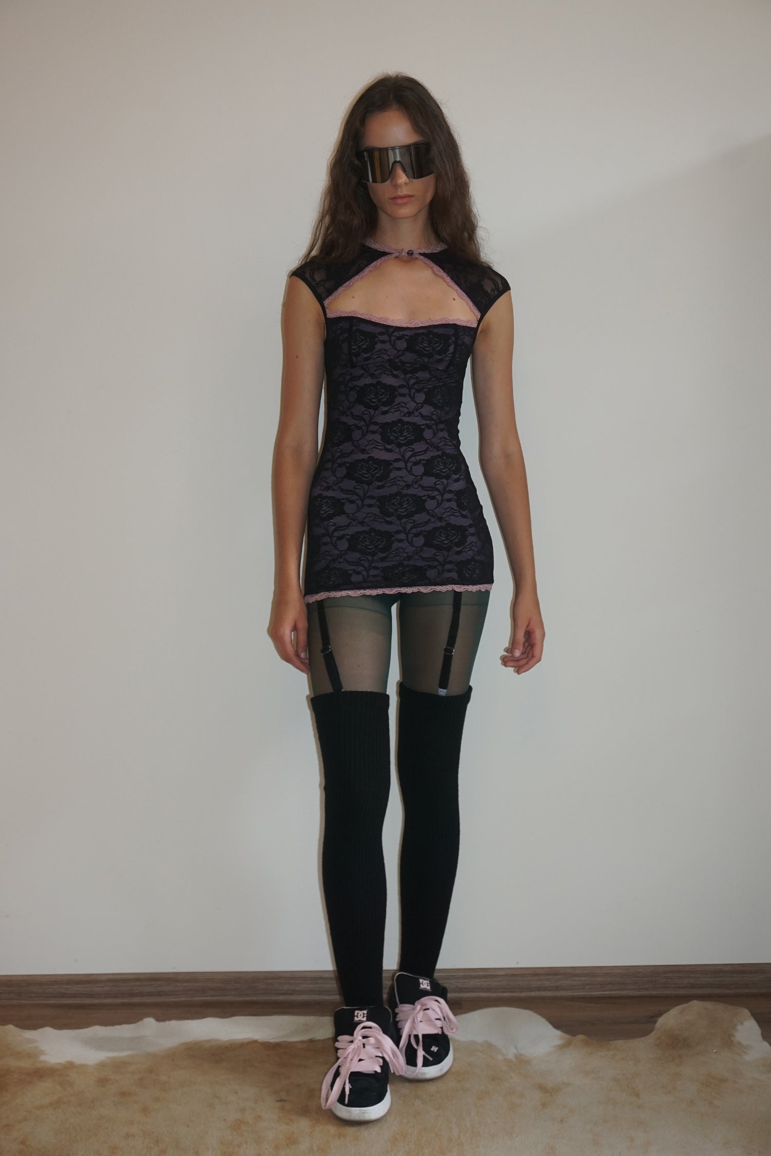 Lace Garter Belt Slip Black