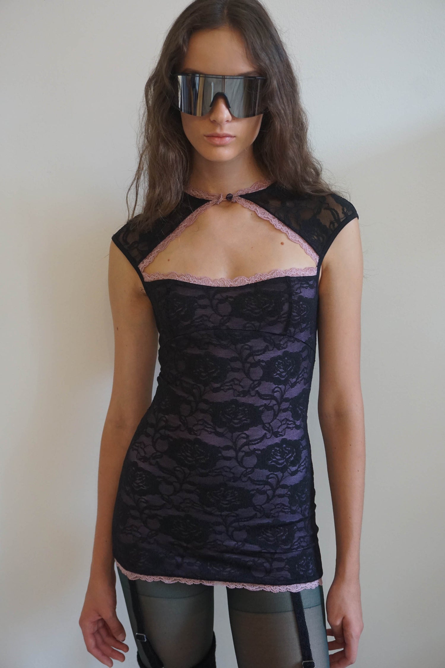 Lace Garter Belt Slip Black