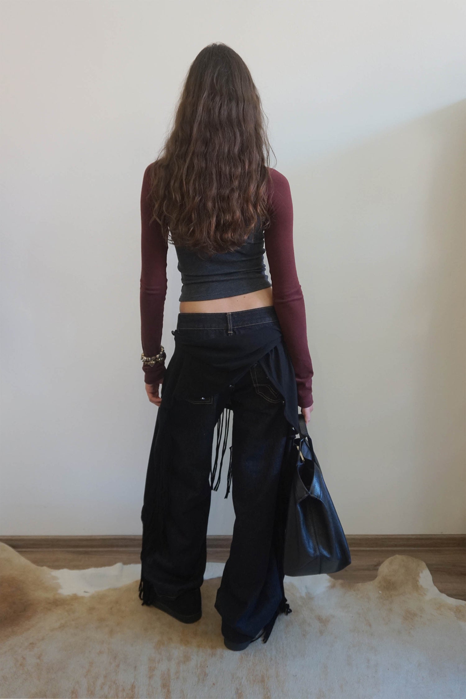 Good Karma Raglan Tee Charcoal/Burgundy