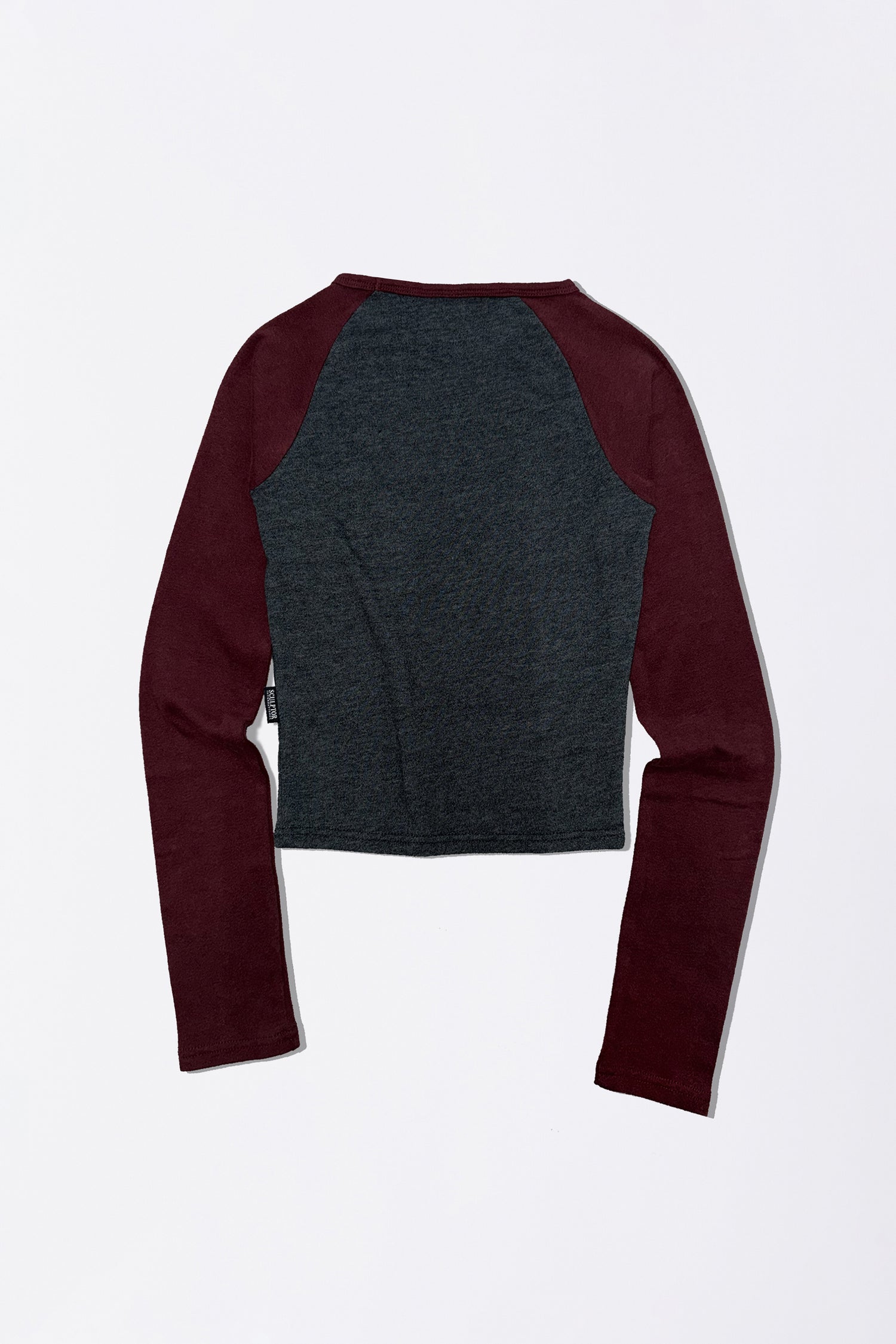 Good Karma Raglan Tee Charcoal/Burgundy