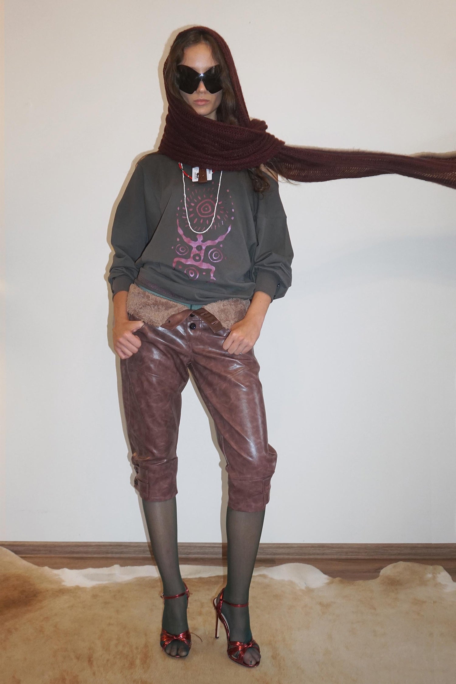 Boho Washed Off-Shoulder Tee Charcoal