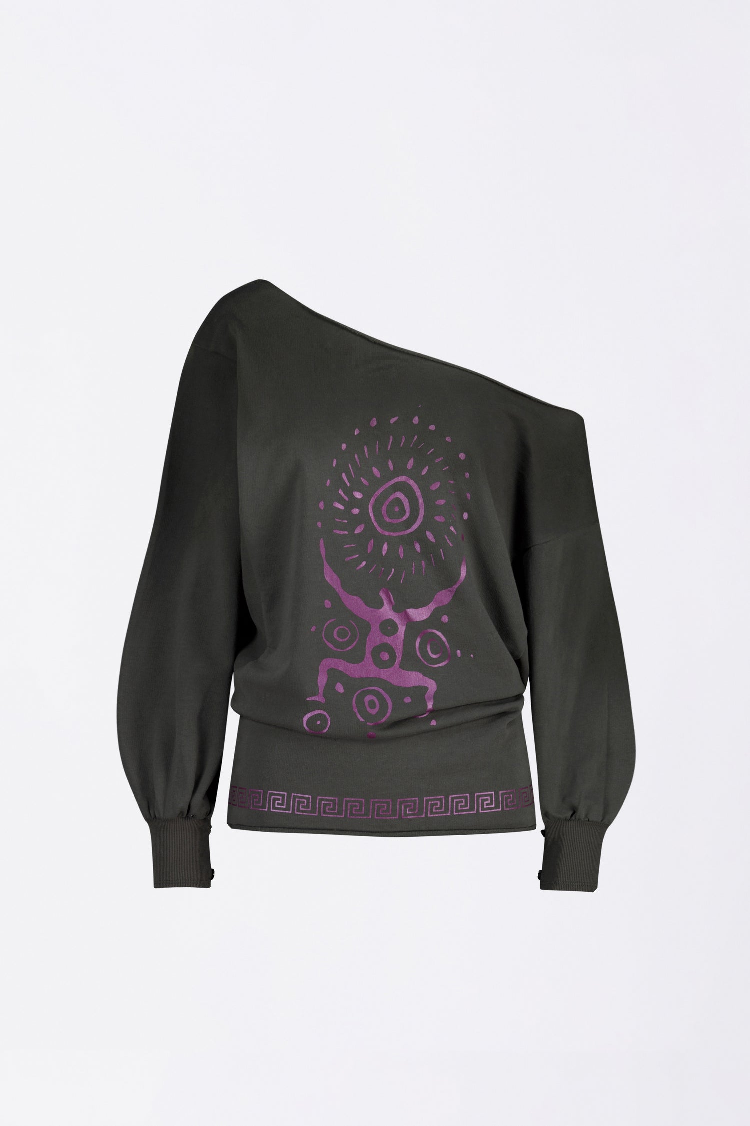 Boho Washed Off-Shoulder Tee Charcoal