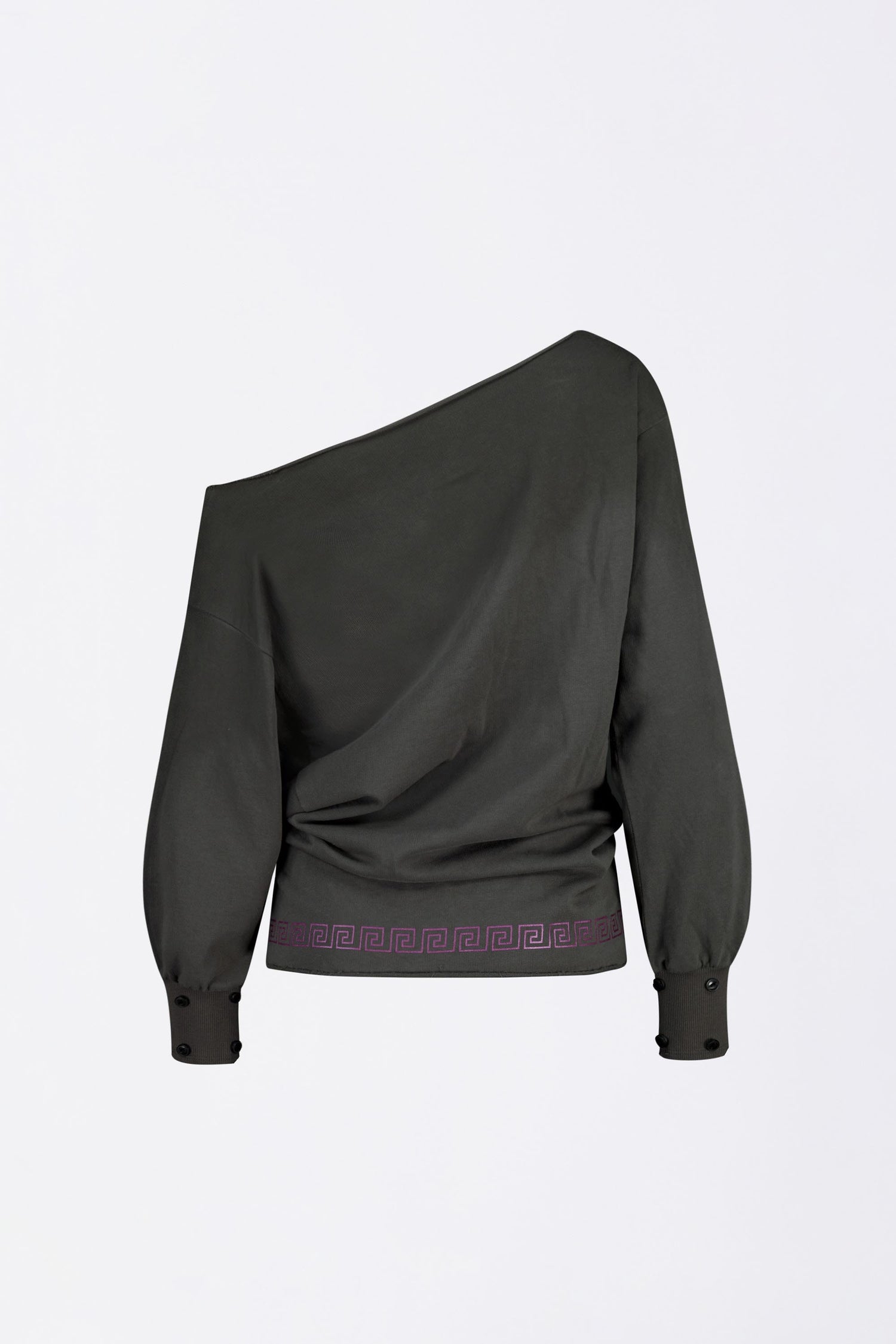 Boho Washed Off-Shoulder Tee Charcoal