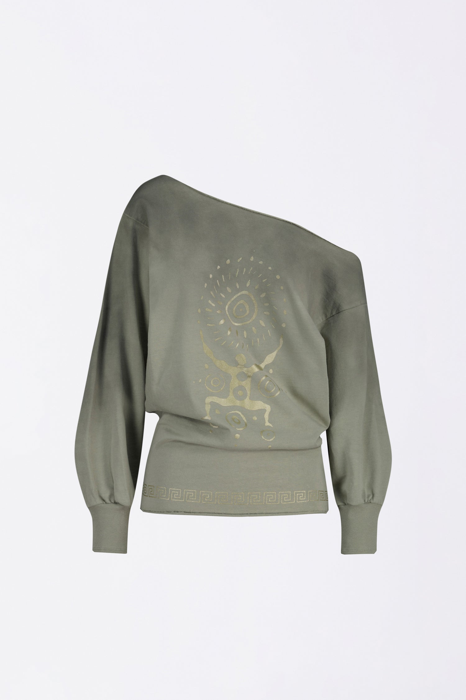 Boho Washed Off-Shoulder Tee Khaki