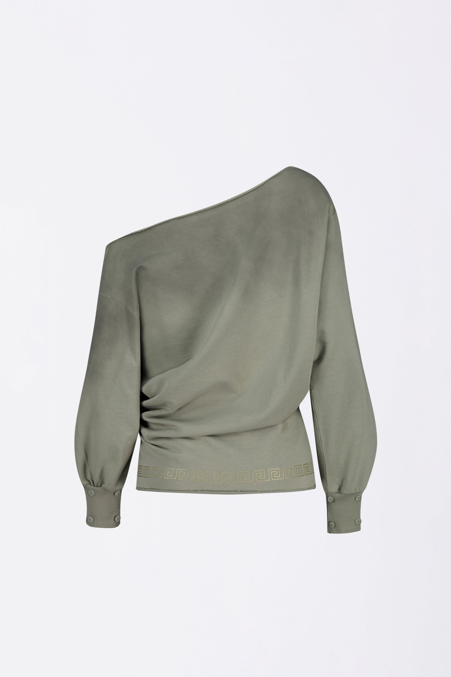 Boho Washed Off-Shoulder Tee Khaki