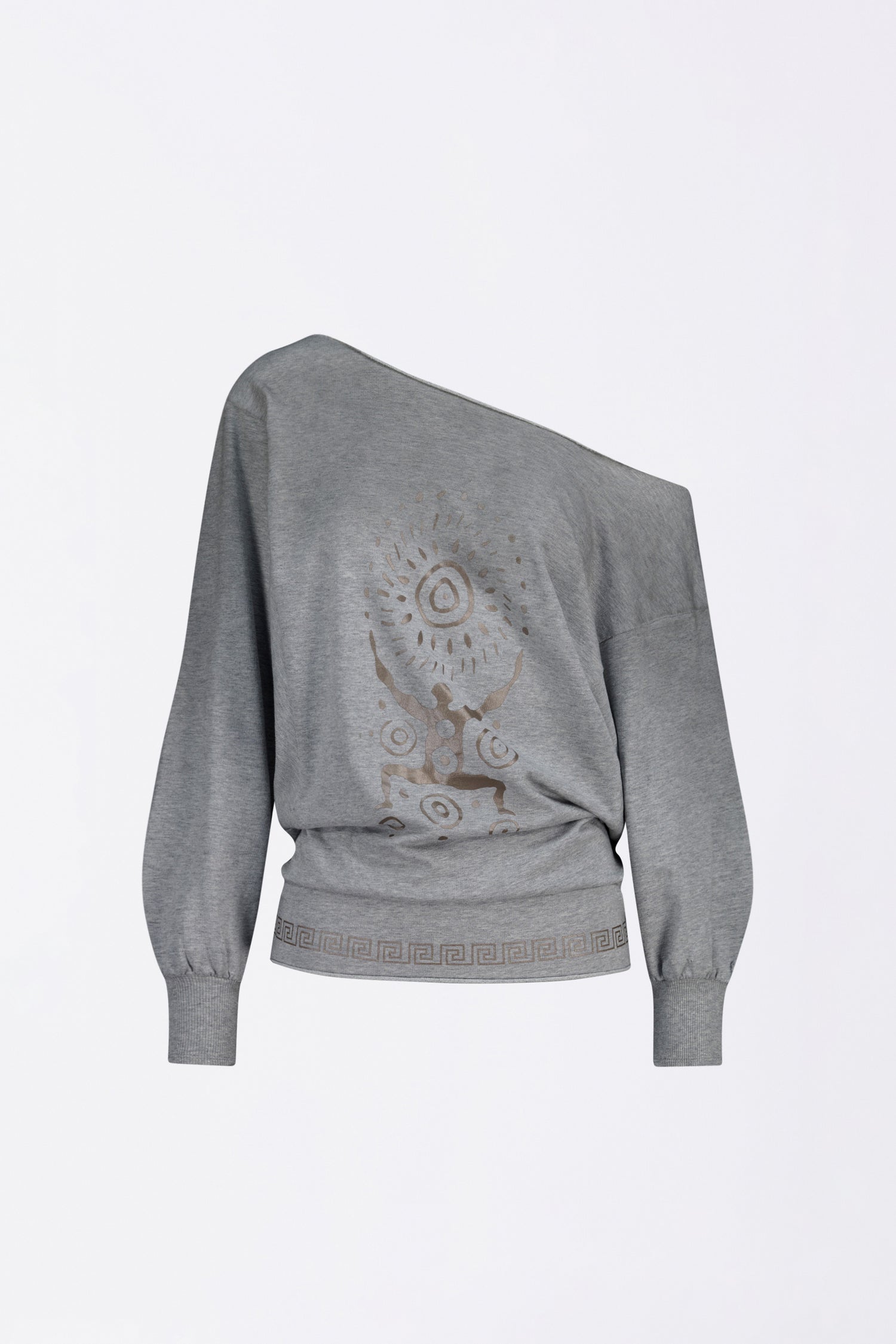 Boho Washed Off-Shoulder Tee Melange Gray