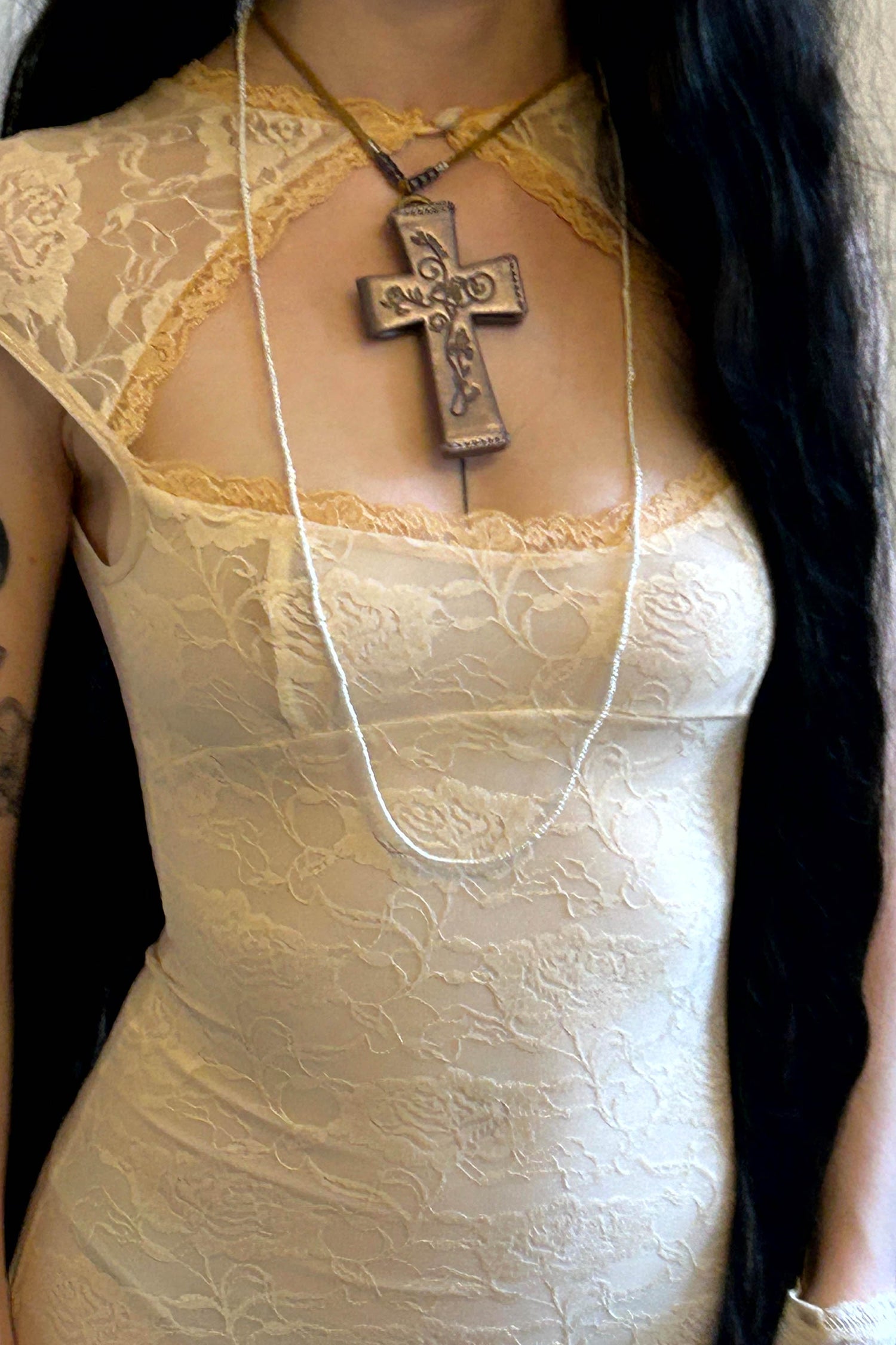 Lace Garter Belt Slip Raw