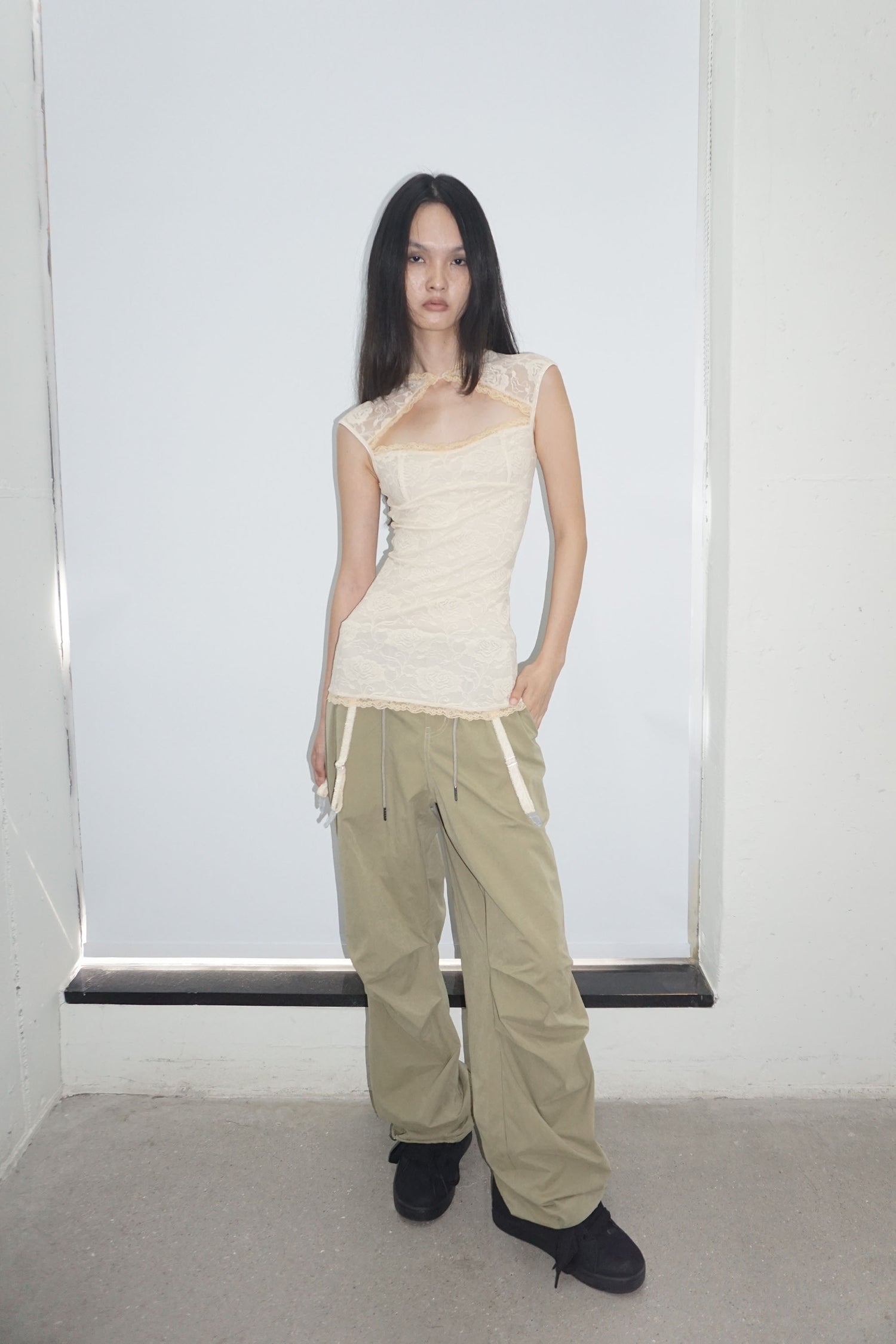 Lace Garter Belt Slip Raw