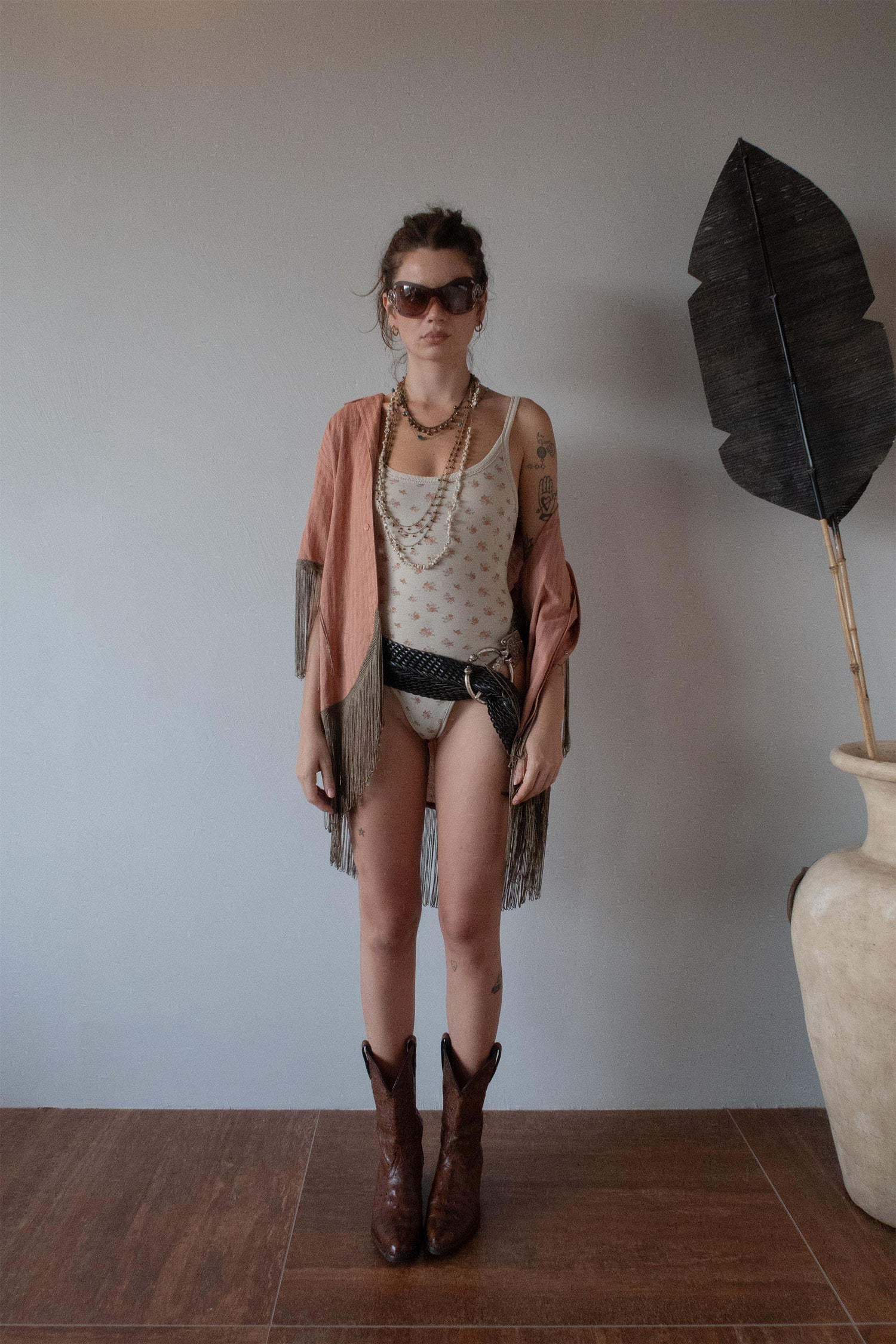Boho Hawaiian Shirt Brown Stripe