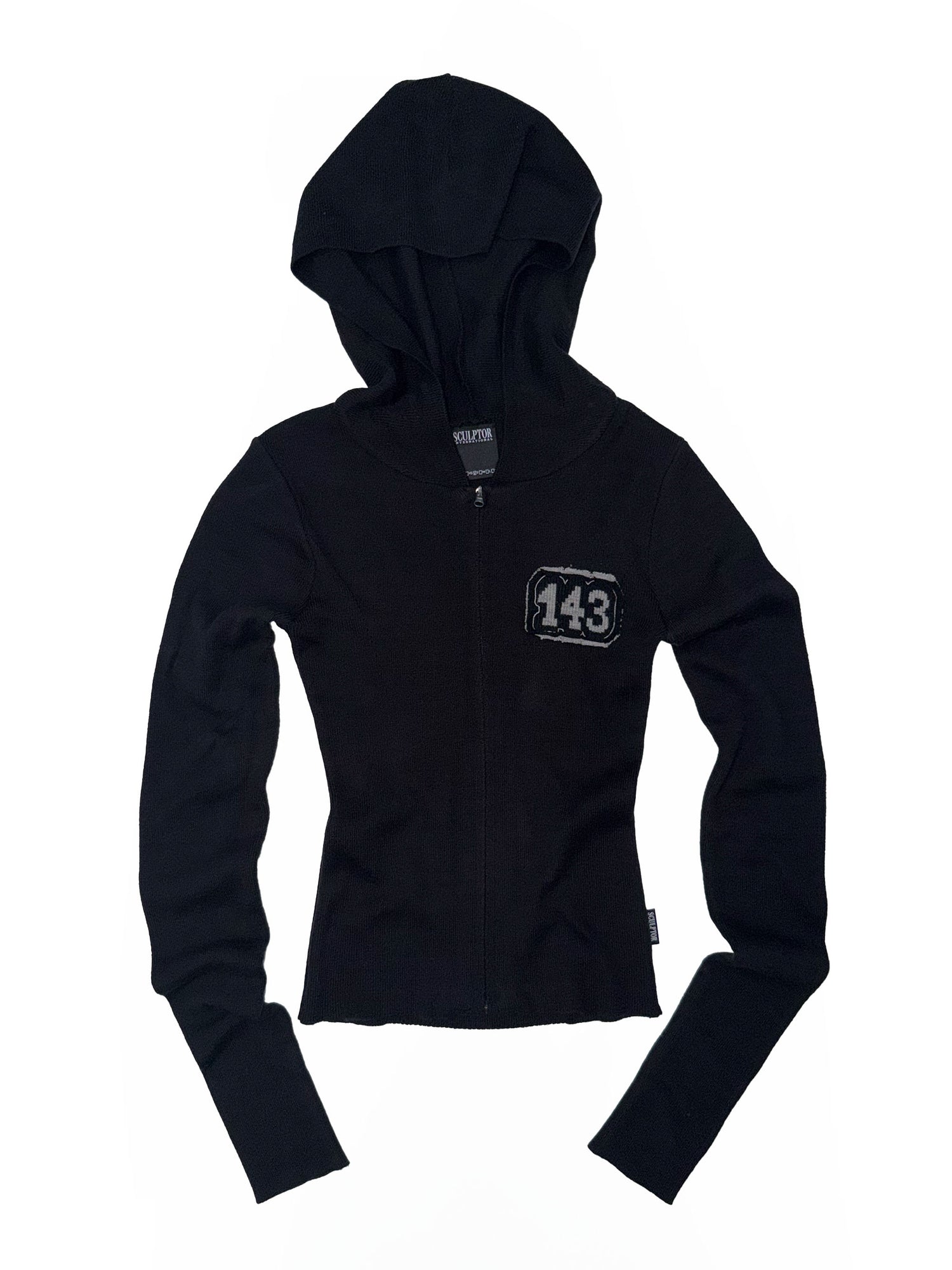 143 Knit Zip Hoodie Black