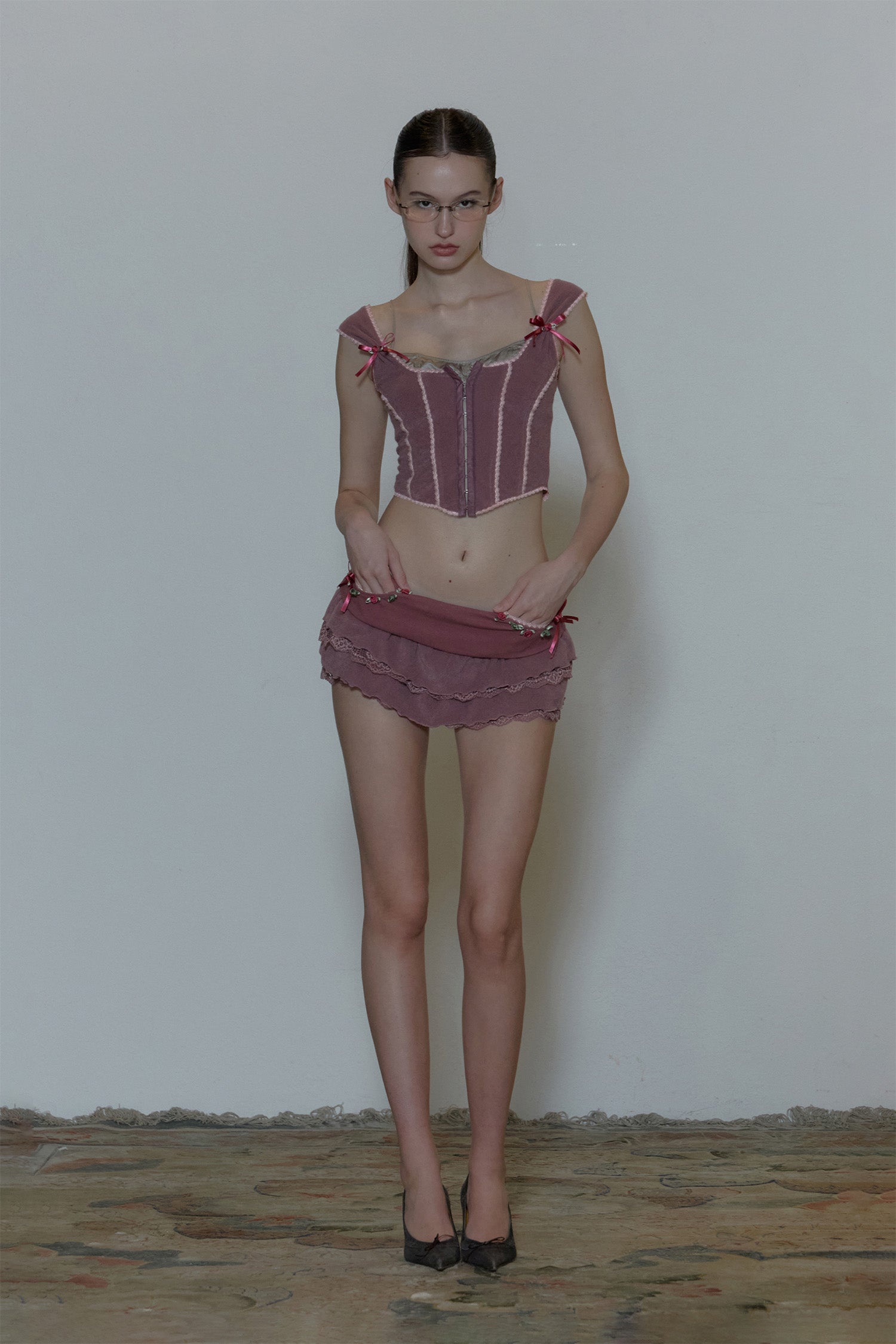 Rose Terry Ruffle Skort Purple