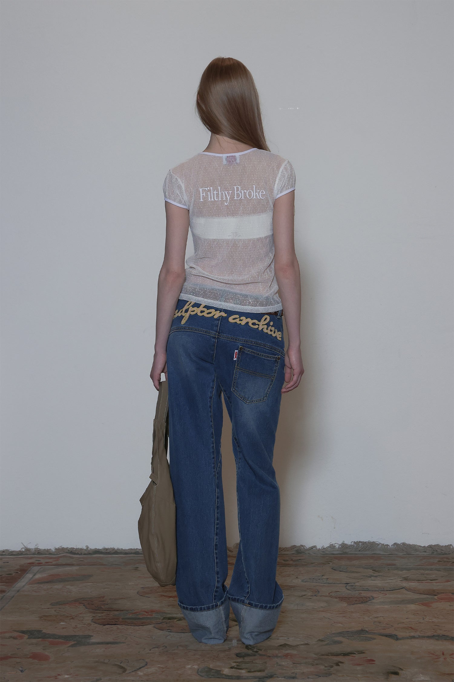 Filthy Broke Sheer Tee Mesh White