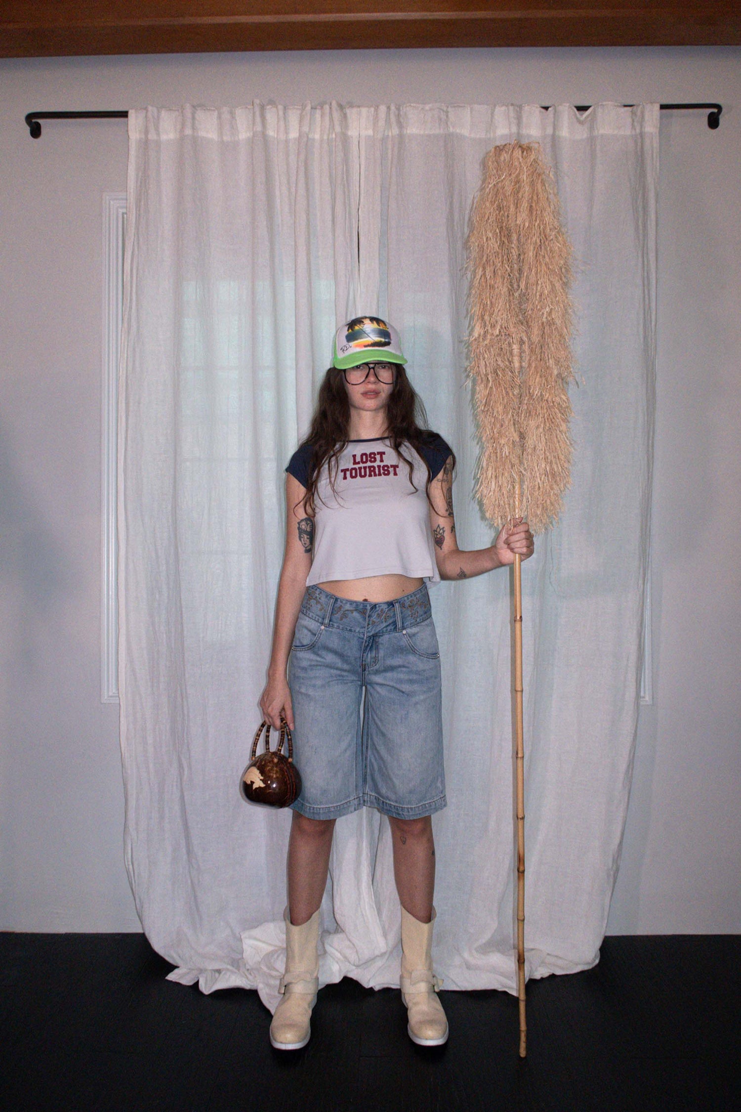 Vine Half Denim Pants Ice Blue