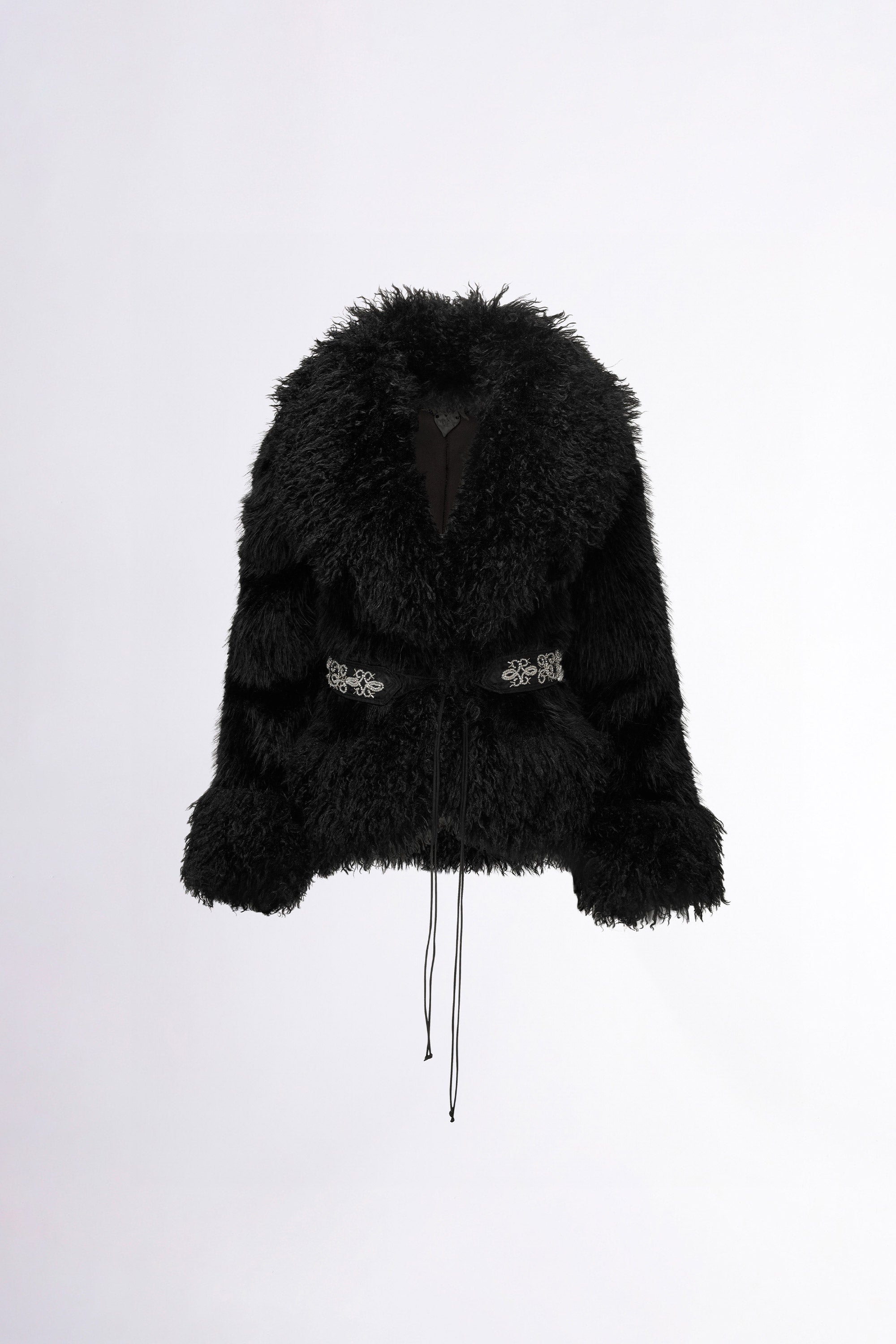Fakum Robe Beaded Faux Fur Robe Black – Sculptor