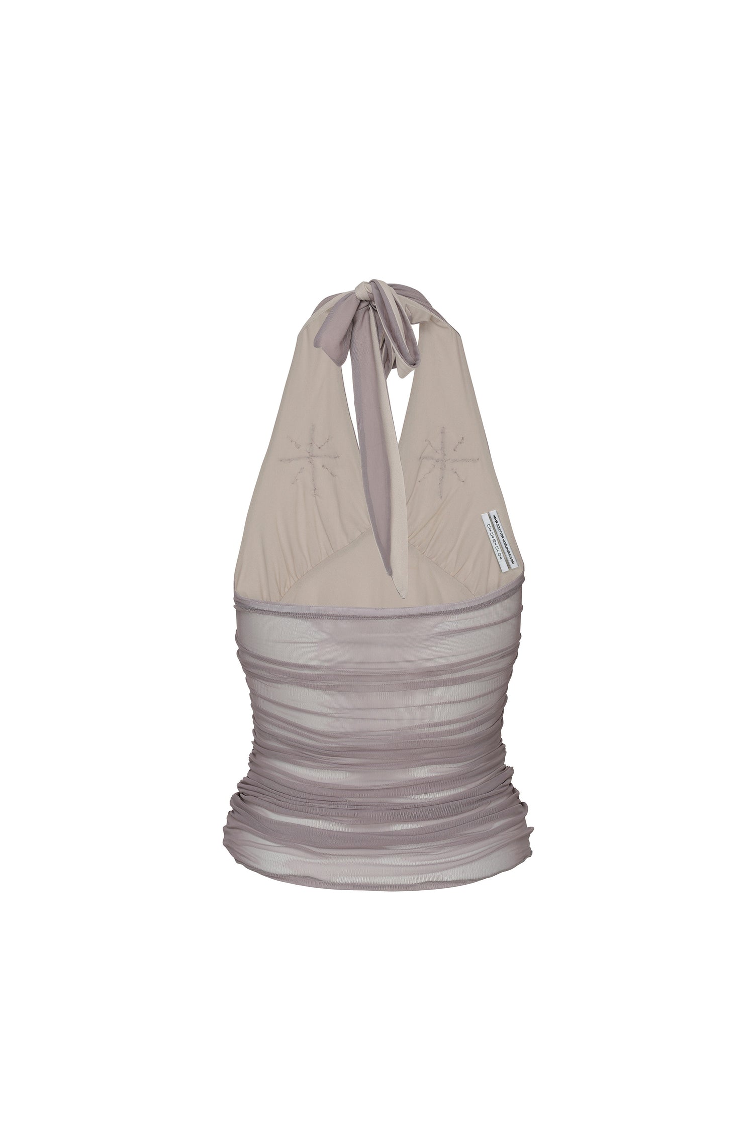 Beaded Mesh Halter Top Pale Purple