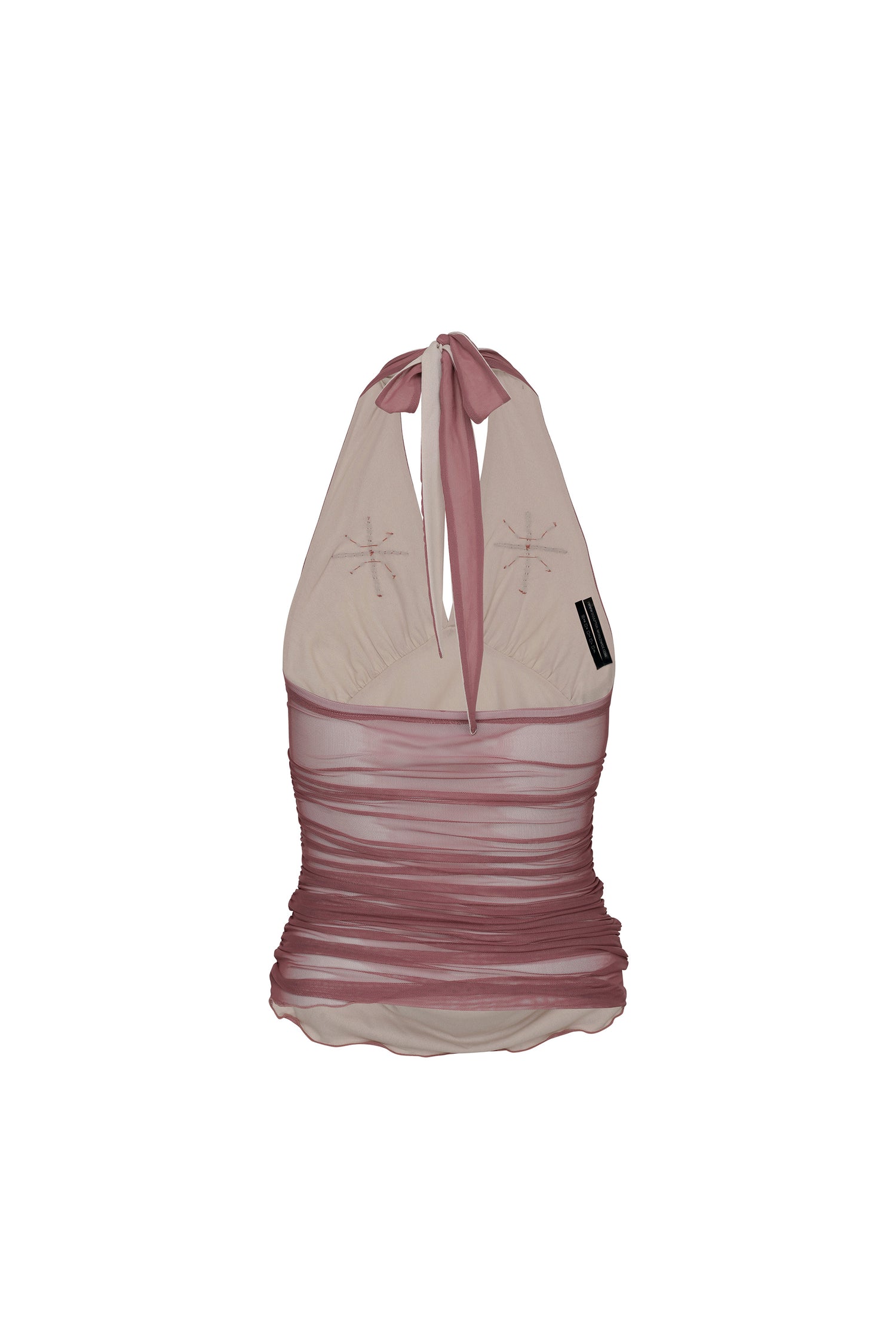 Beaded Mesh Halter Top Dirty Pink