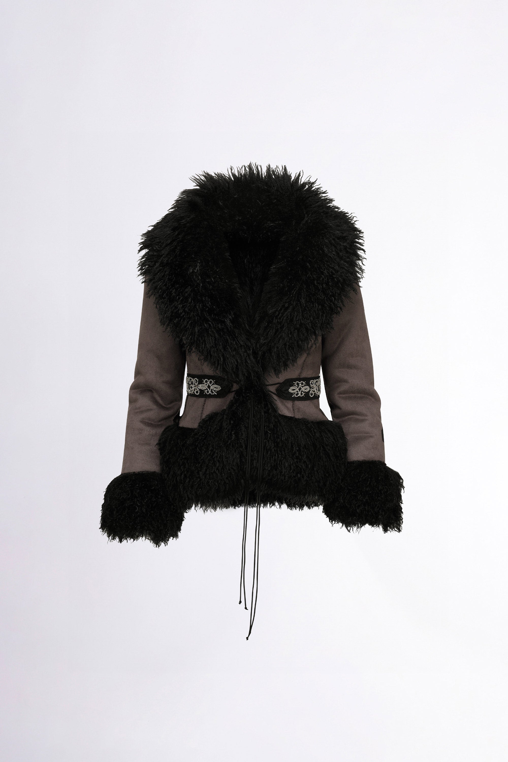 Fakum Robe Beaded Faux Fur Robe Black – Sculptor